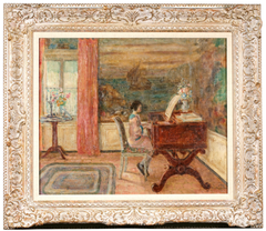 The Piano Recital - Impressionist Figurative Interior Oil by Frederick Frieseke
