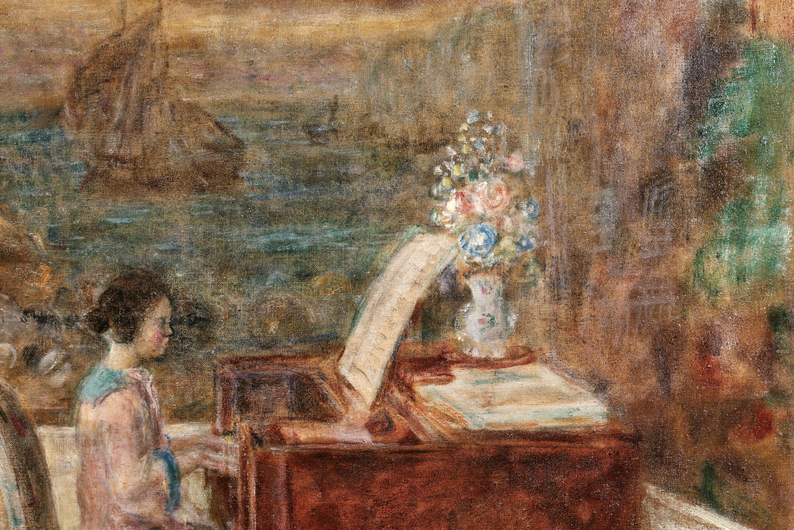 The Piano Recital - Impressionistisches figuratives Interieur-Ölgemälde von Frederick Frieseke im Angebot 5