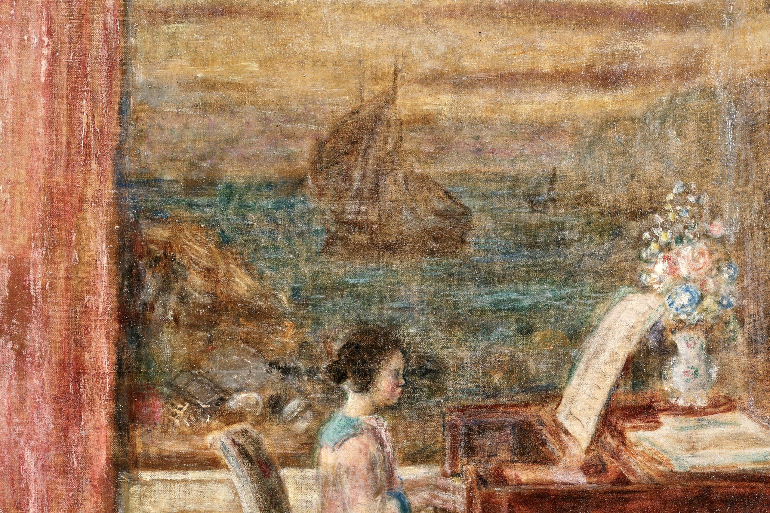 The Piano Recital - Impressionistisches figuratives Interieur-Ölgemälde von Frederick Frieseke im Angebot 6