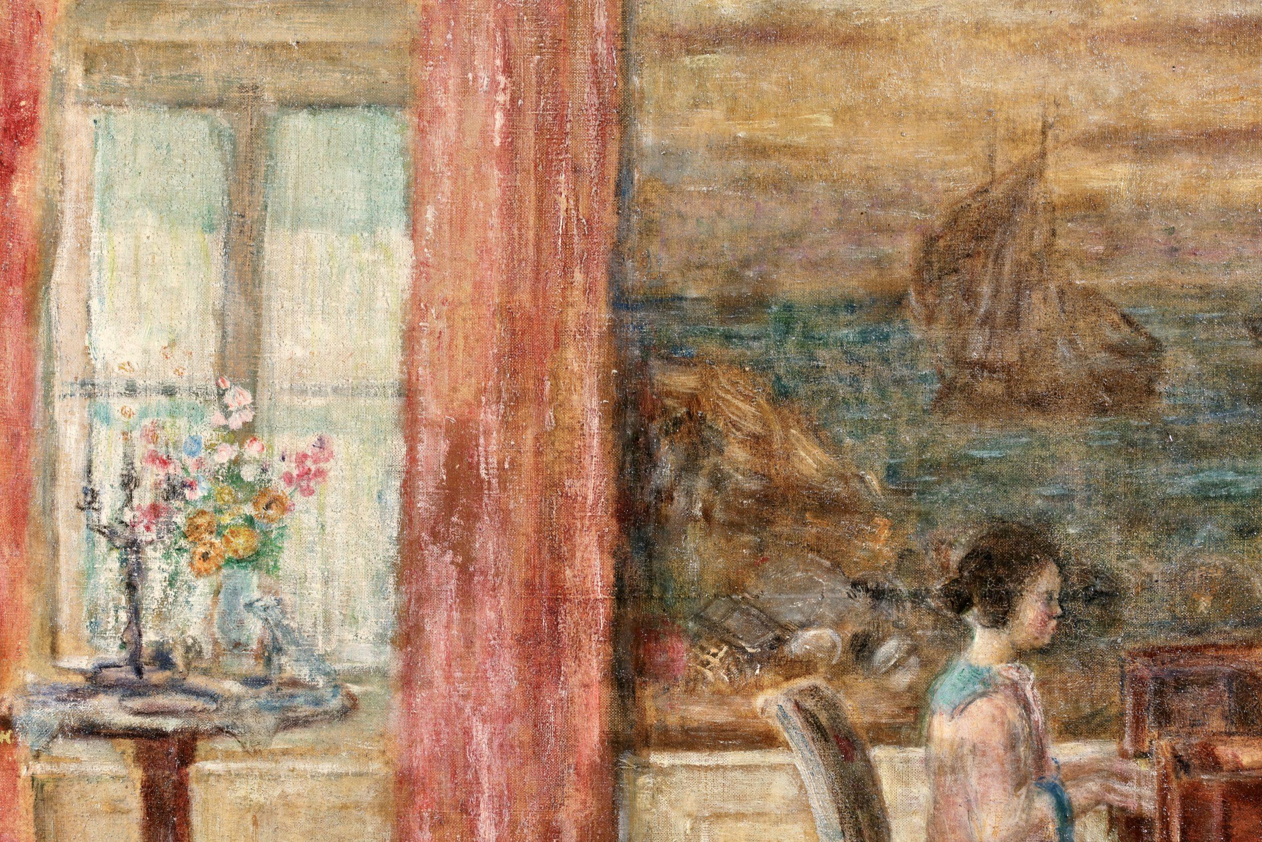 The Piano Recital - Impressionistisches figuratives Interieur-Ölgemälde von Frederick Frieseke im Angebot 7