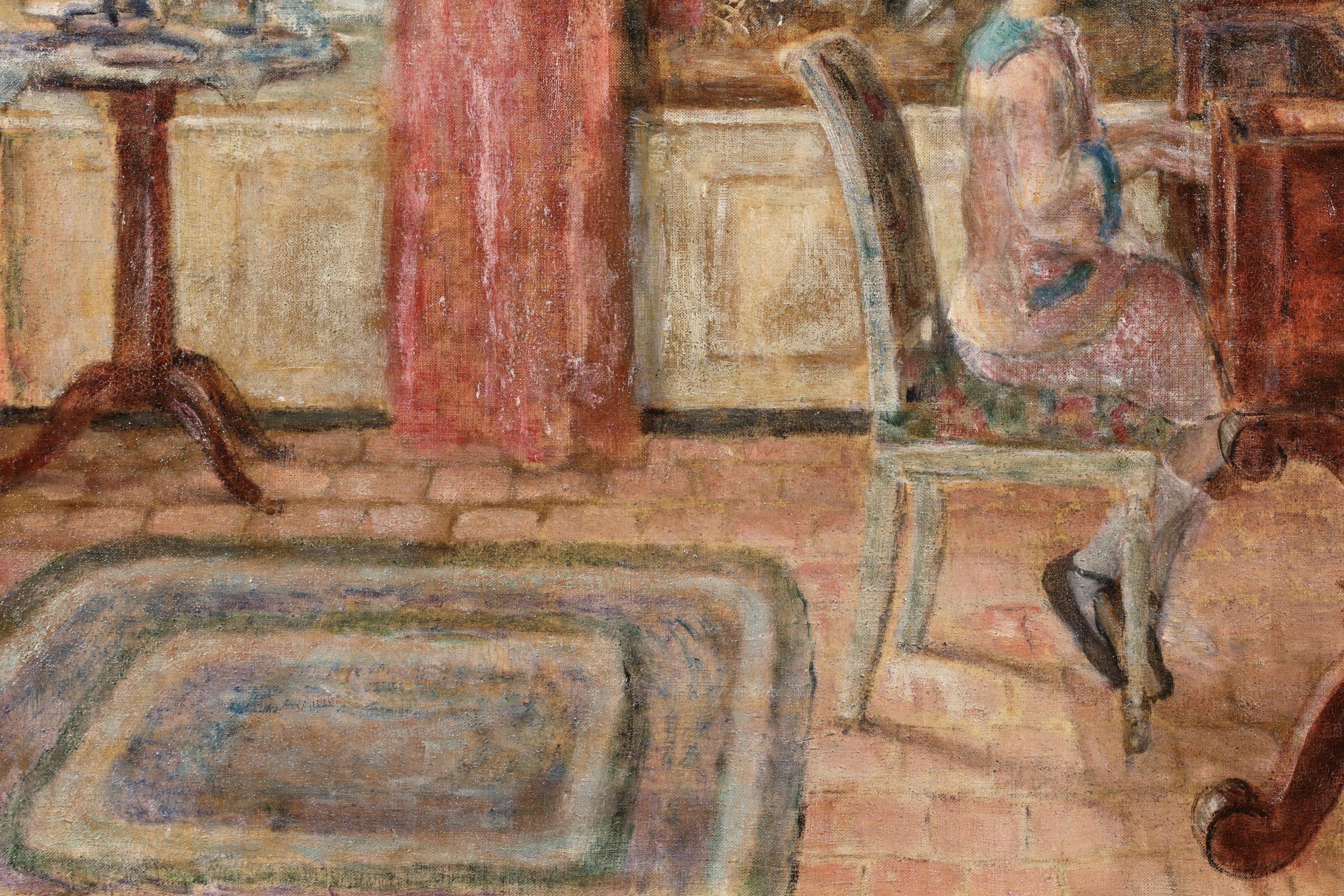 The Piano Recital - Impressionistisches figuratives Interieur-Ölgemälde von Frederick Frieseke im Angebot 1