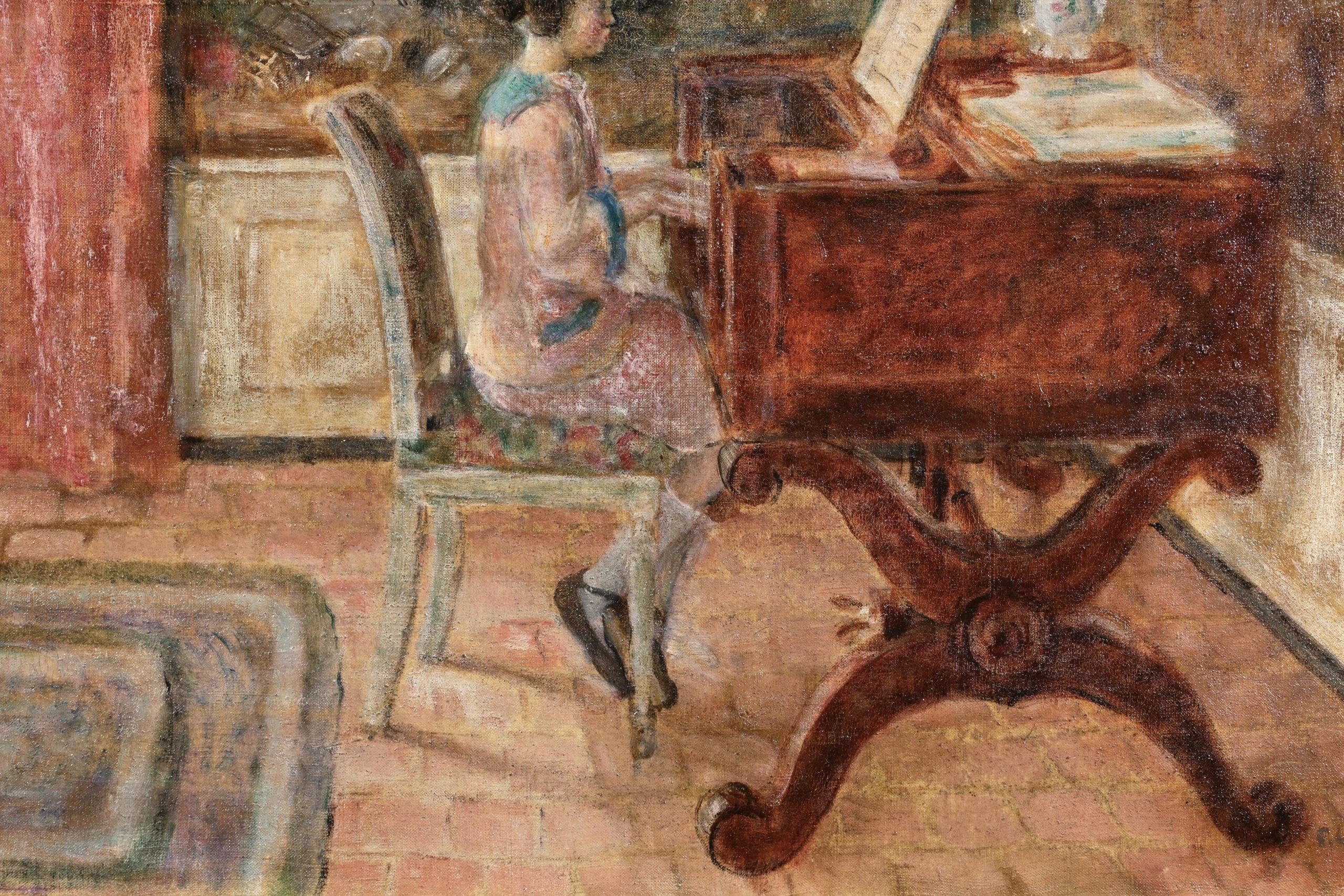 The Piano Recital - Impressionistisches figuratives Interieur-Ölgemälde von Frederick Frieseke im Angebot 2
