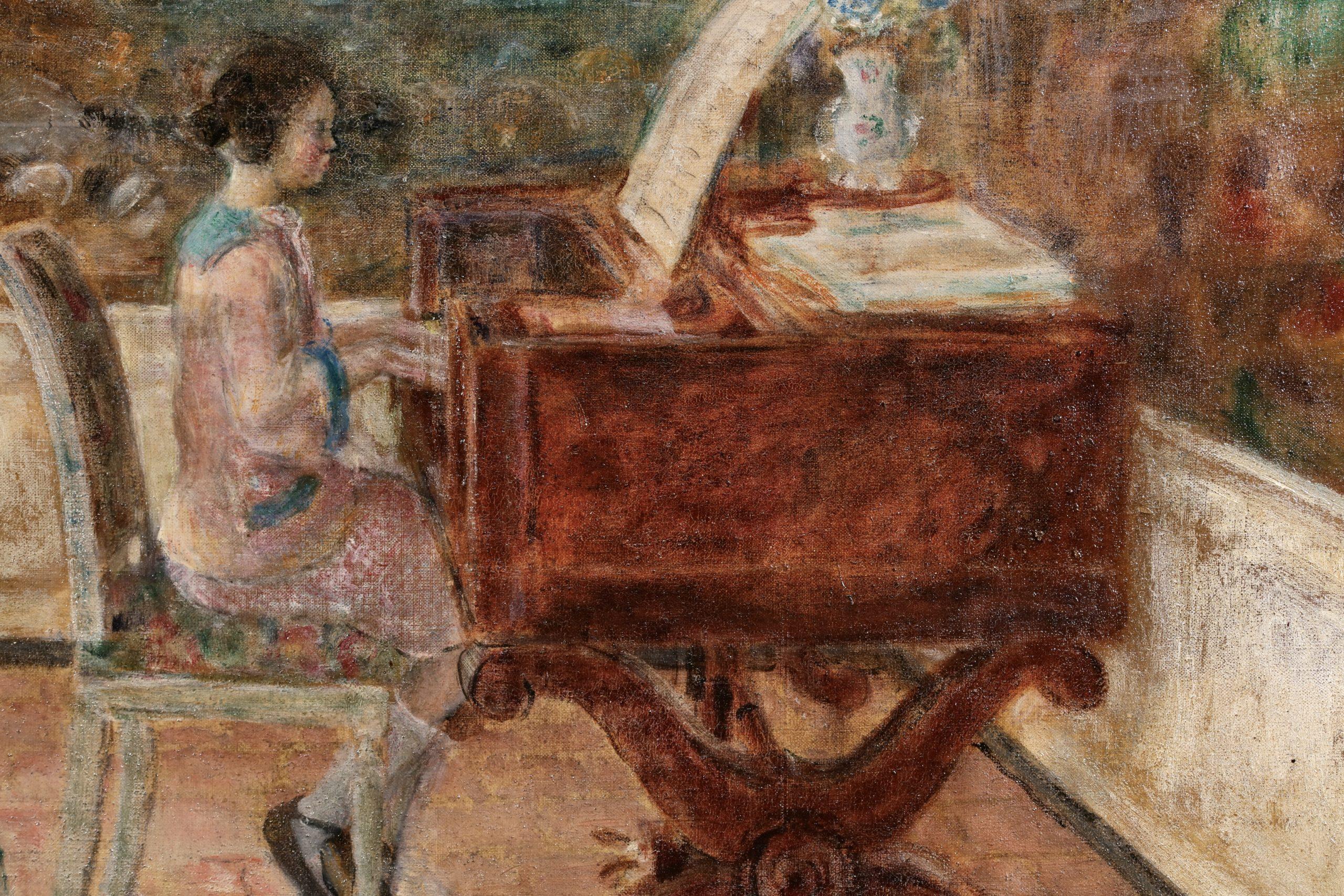 The Piano Recital - Impressionistisches figuratives Interieur-Ölgemälde von Frederick Frieseke im Angebot 4