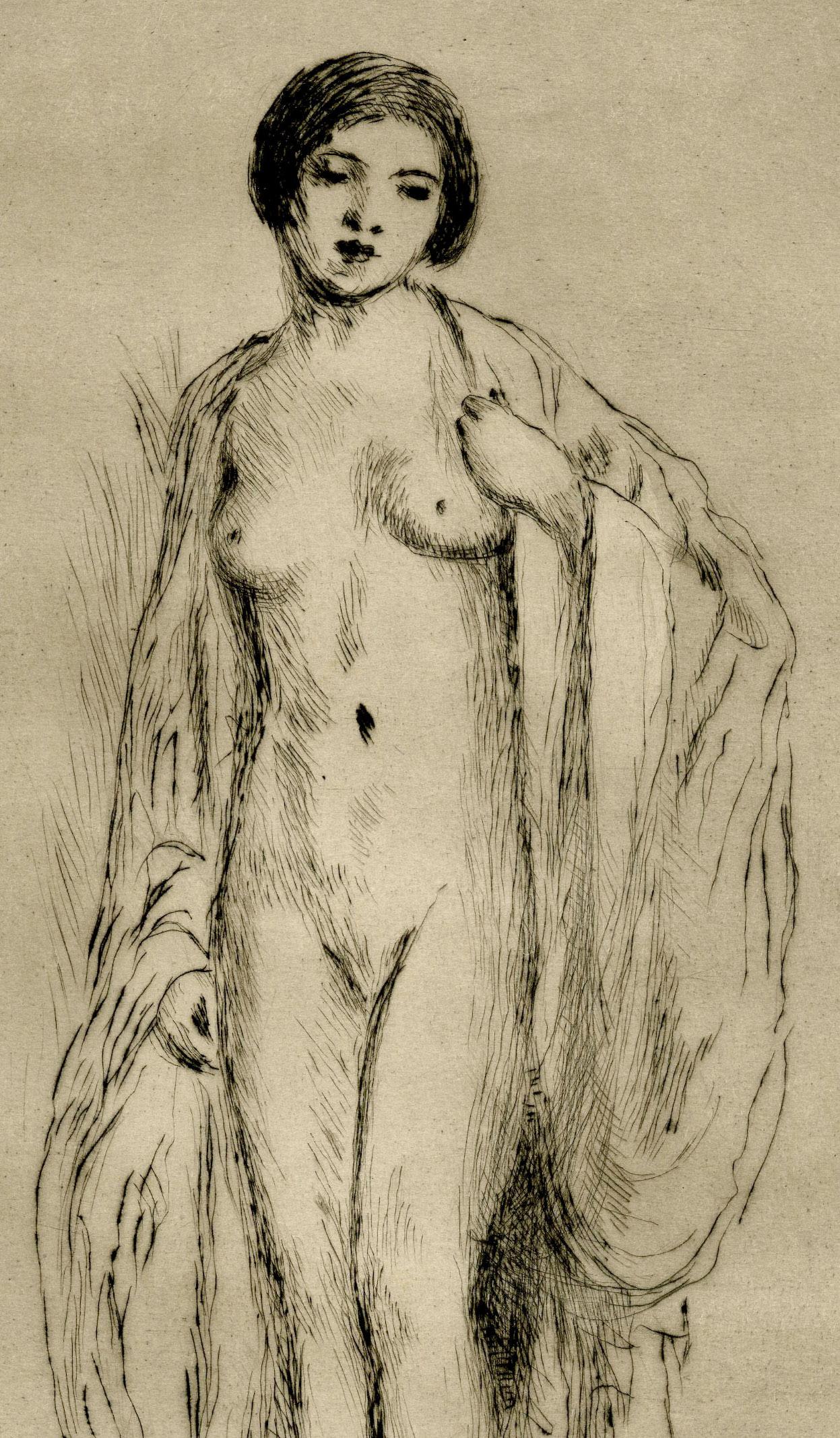 Nu féminin debout - Beige Nude Print par Frederick Carl Frieseke