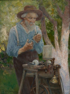 Meuleuse à ciseaux, peinture impressionniste de la fin du 19e siècle