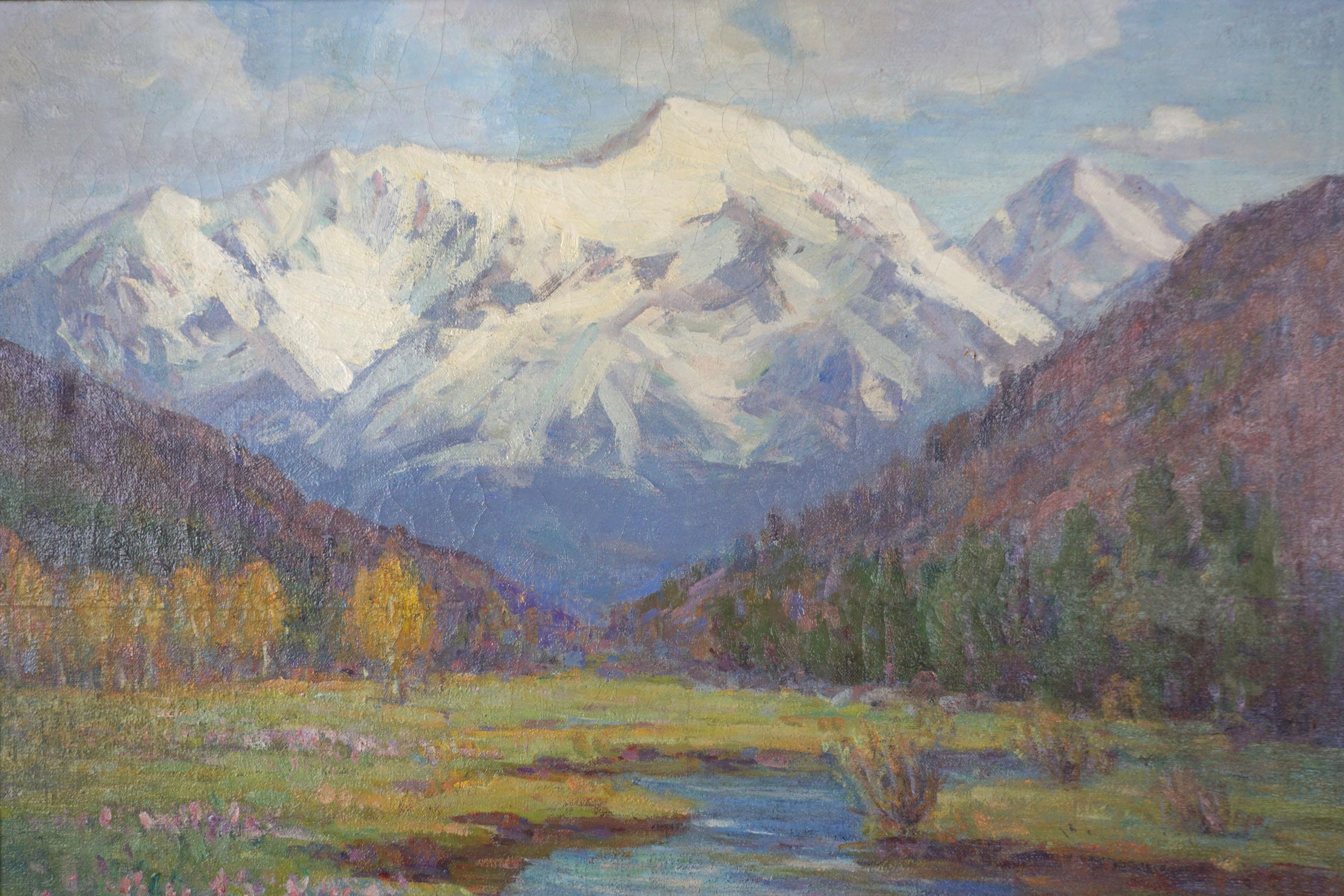Frühes 20. Jahrhundert Original-Ölgemälde Landschaft - Hohe Sierras Alpine Wiese (Impressionismus), Painting, von Frederick Carl Smith