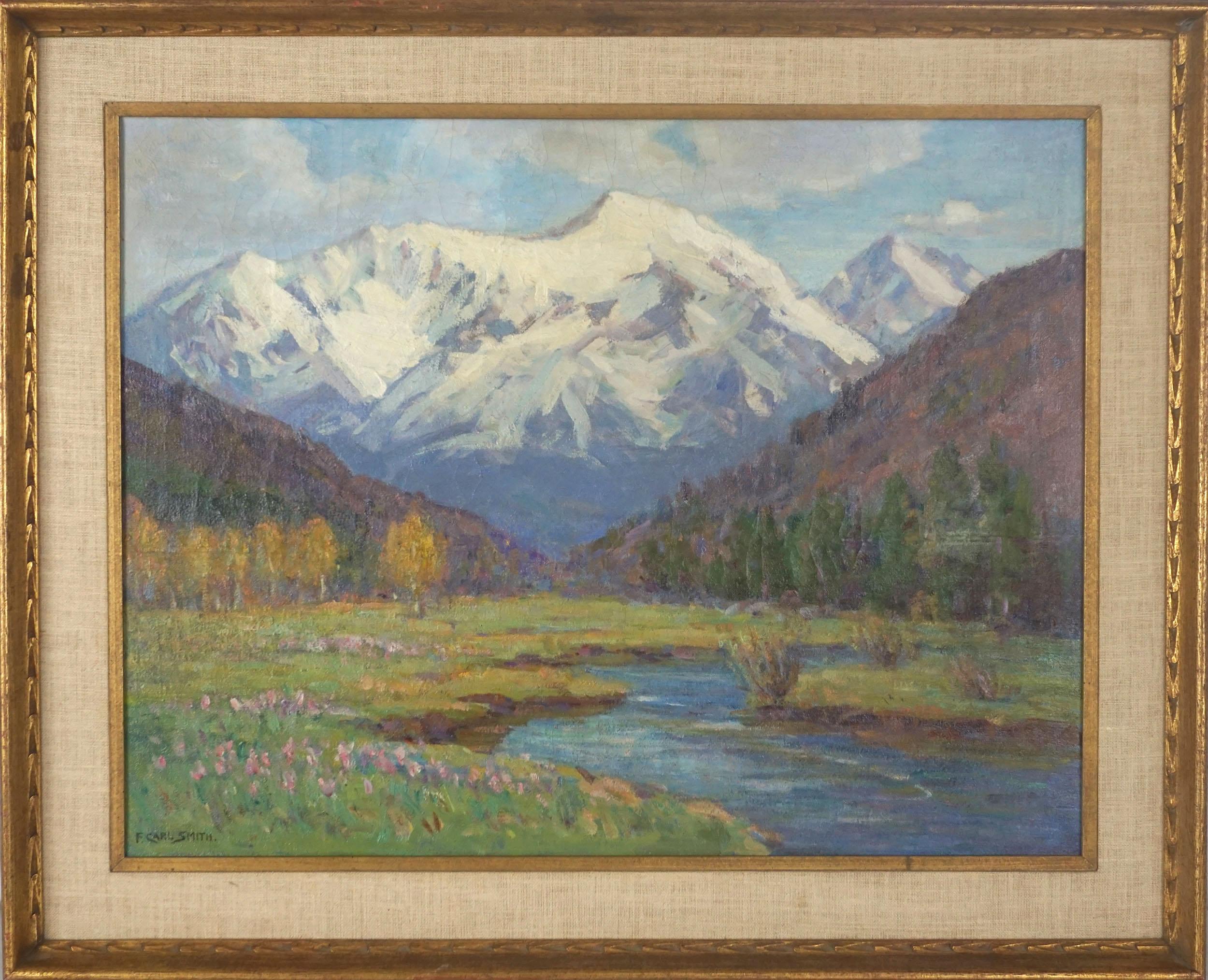 Early 20th Century Original Oil Painting Landscape -- High Sierras Alpine Meadow