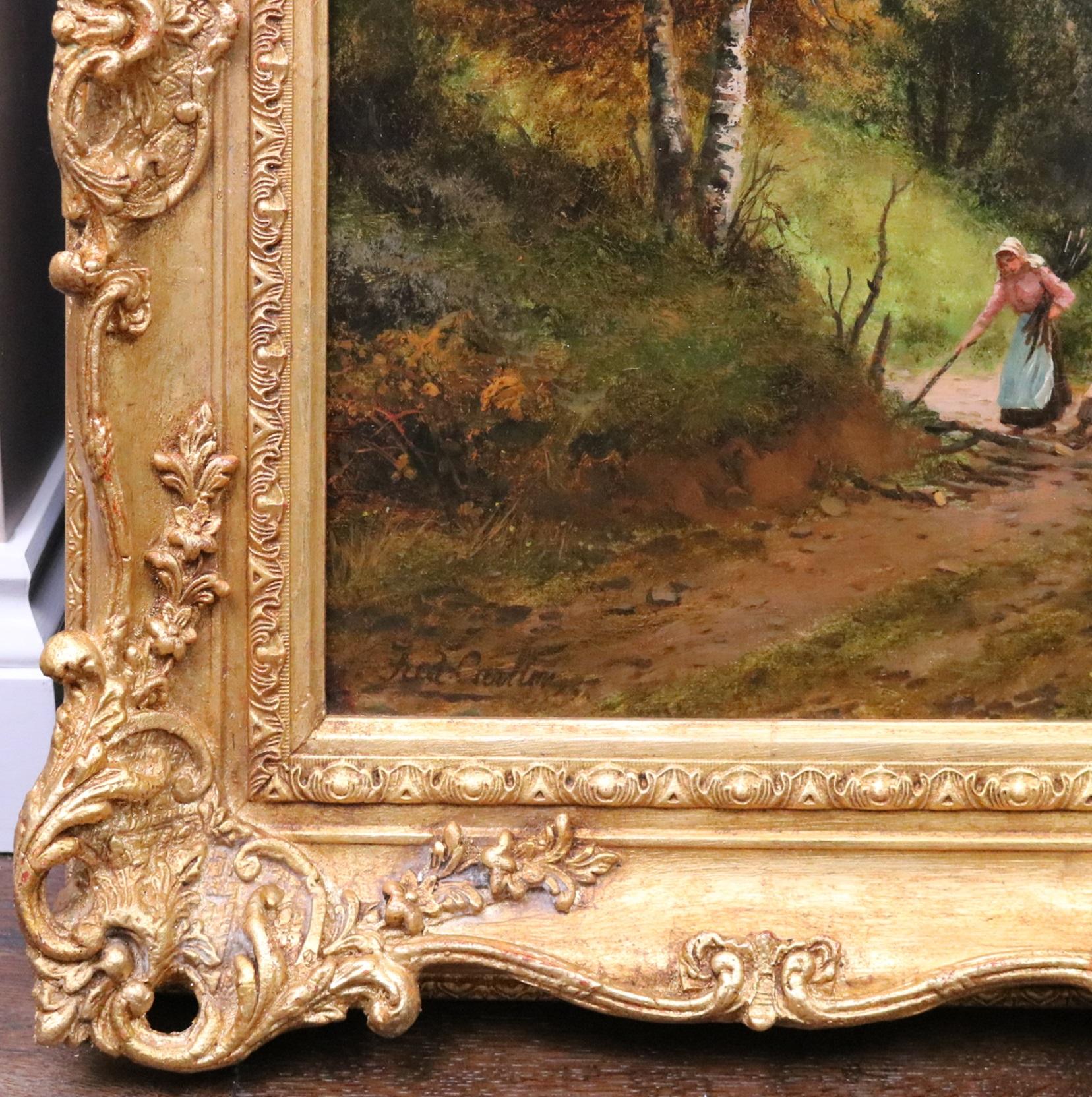 Faggot Gatherers, Surrey - 19th Century English Landscape Oil Painting 7