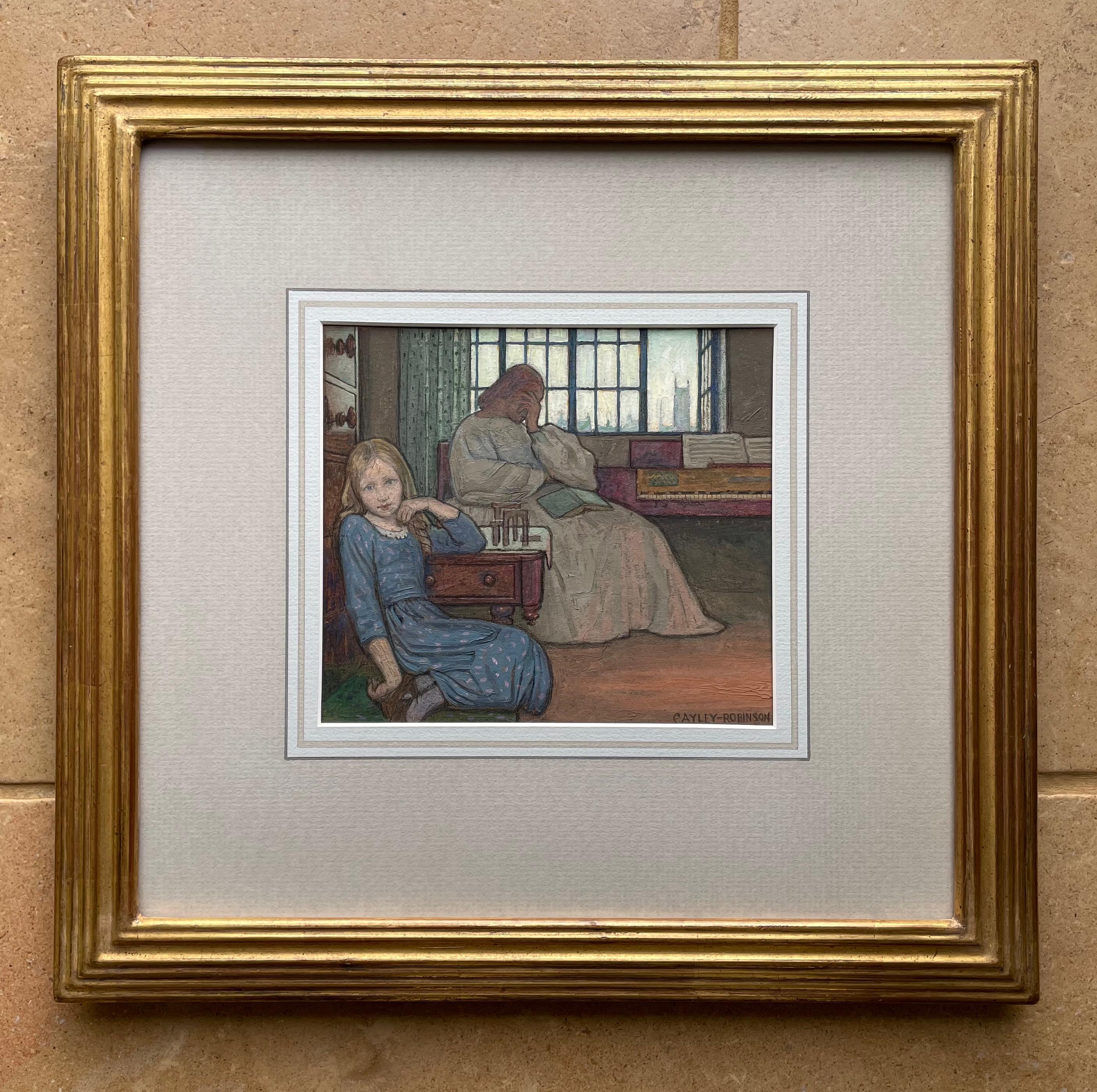 Frederick Cayley Robinson - Una sera d'estate - Olio britannico su carta in vendita 1