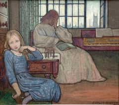 Frederick Cayley Robinson - Une soirée d'été - Huile sur papier britannique