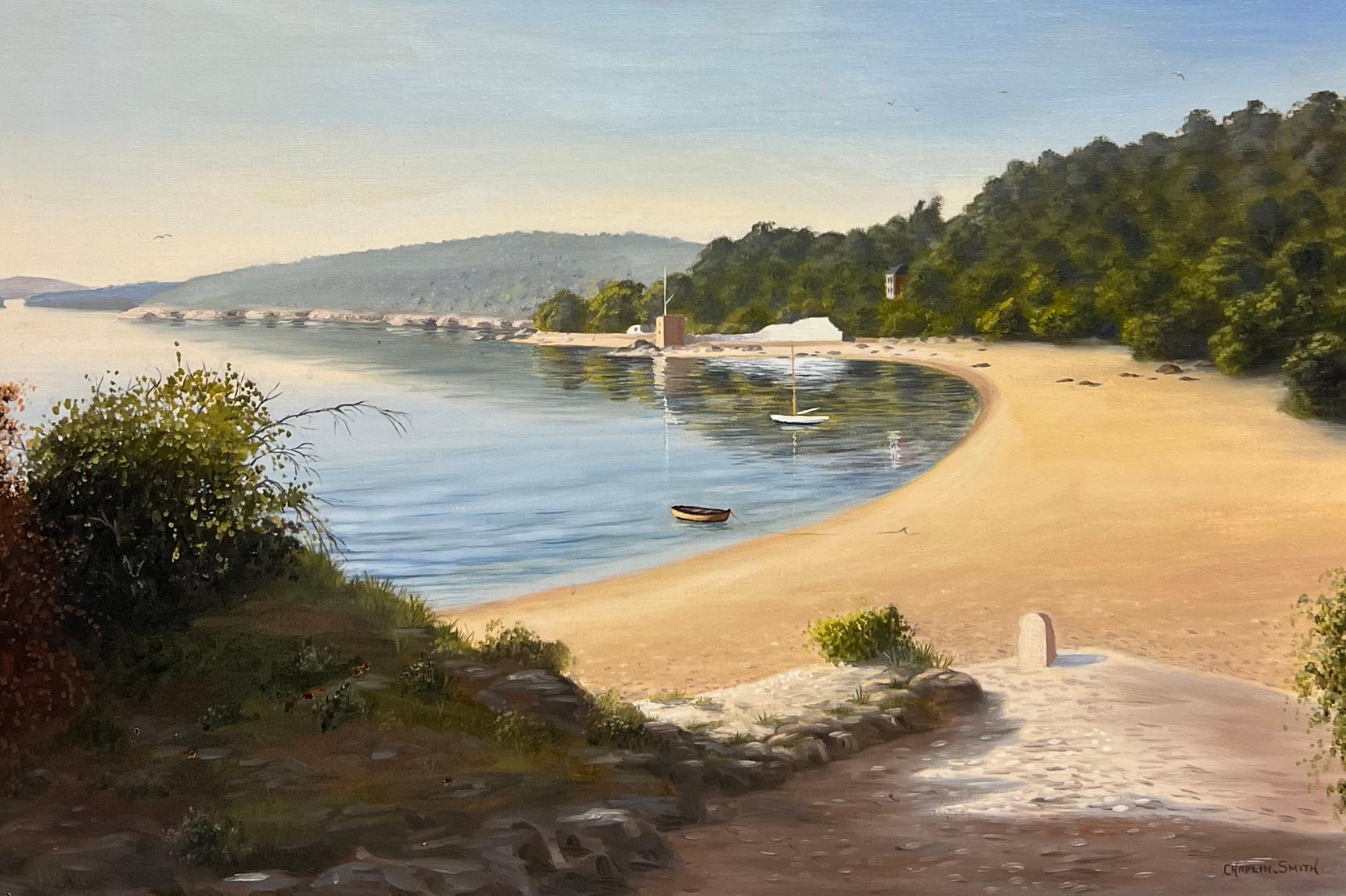 Grande pittura ad olio firmata sulla spiaggia sabbiosa costiera britannica, artista quotato - Painting di Frederick Chaplin Smith