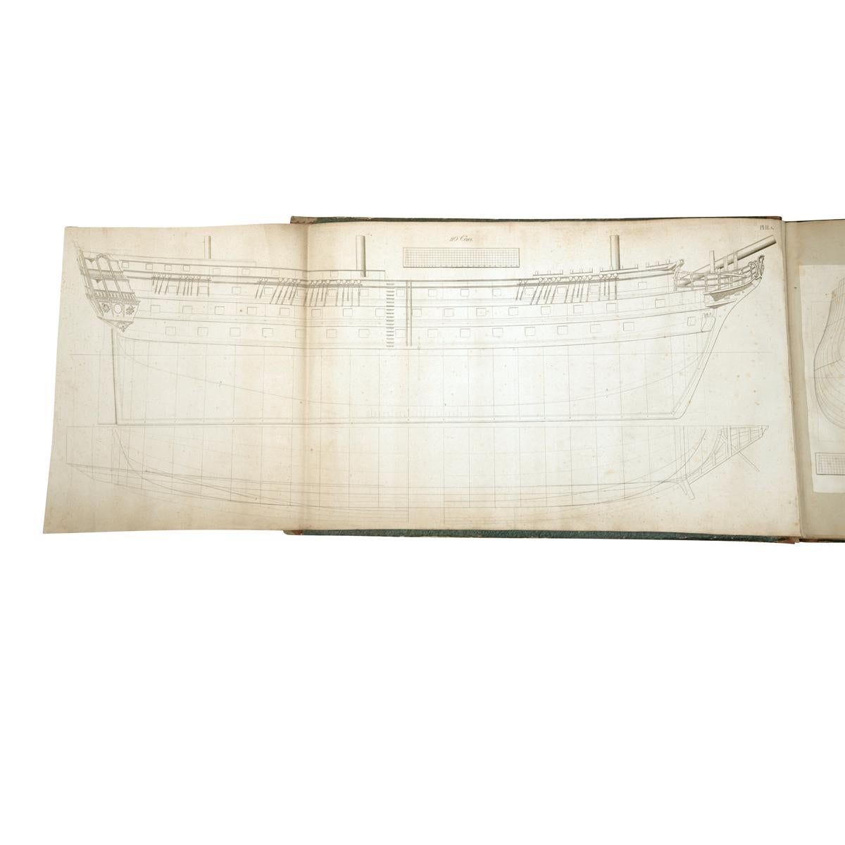FREDERICK CHAPMAN : 'Naval Architecture War Vessels', circa 1770, , 50 planches gravées de différentes tailles représentant des diagrammes navals (numérotées I-XXVI), quatre signées 'F. Ringheim