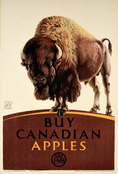 Original Vintage Poster EMB Buy Canadian Apples Empire Marketing Board Bison UK