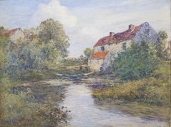 Impresionist style landscape titled, "French River Backyard"
