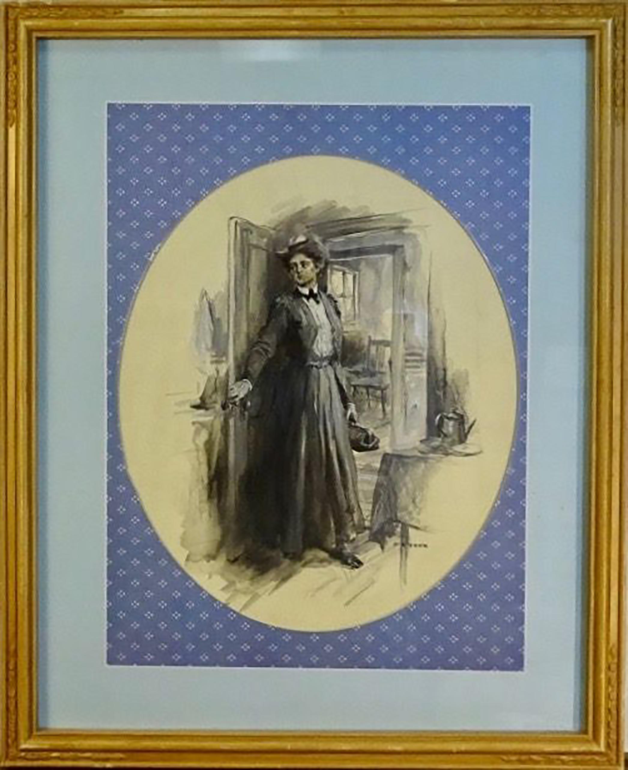 Woman at the Doorway - Painting by Frederick Coffay Yohn