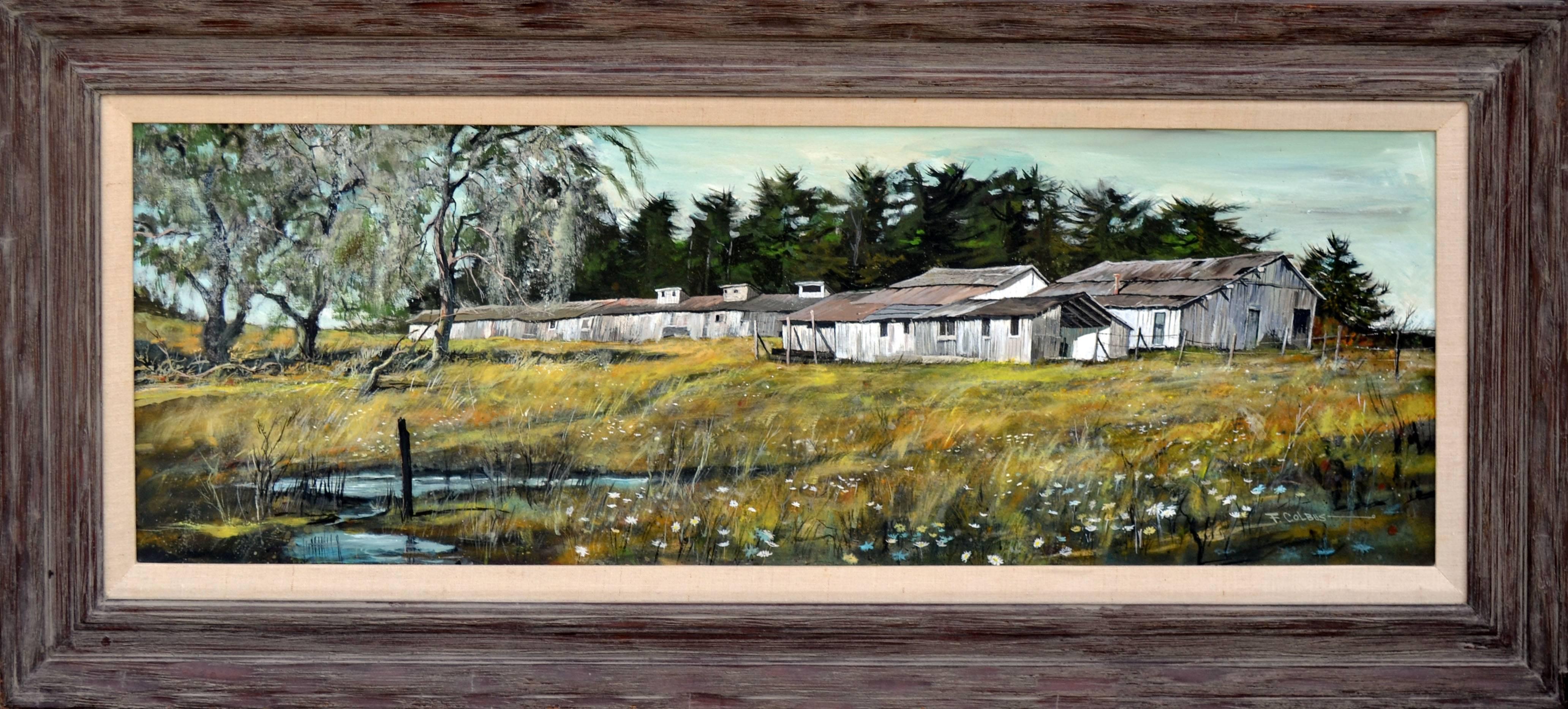 Frederick Colbus Landscape Painting - Landscape of Egg Barns in Bonny Doon, California