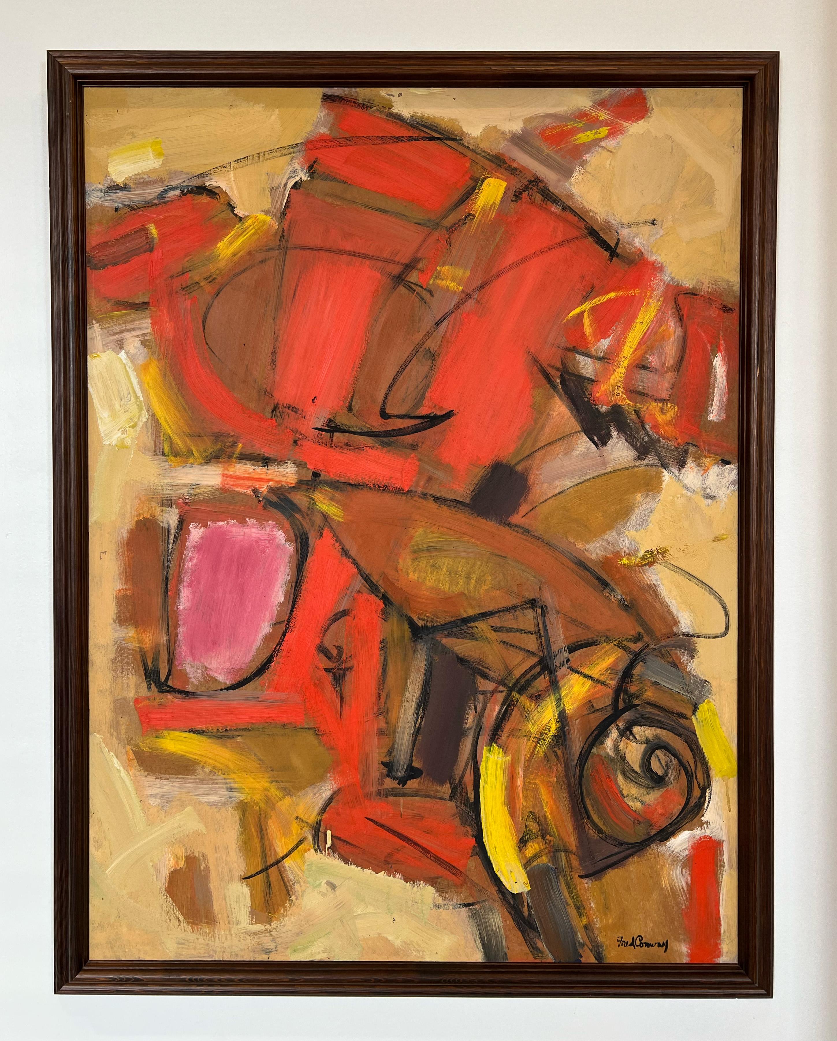 Abstract Orange, Yellow, Pink - Painting by Frederick Conway