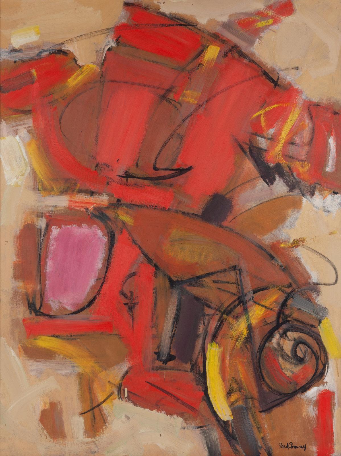 Frederick Conway Abstract Painting - Abstract Orange, Yellow, Pink