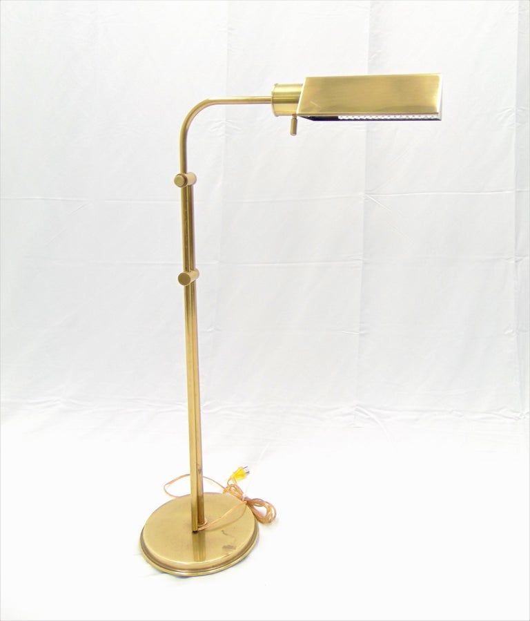 Frederick Cooper Adjustable Vintage Brass Floor Lamp For Sale at 1stDibs