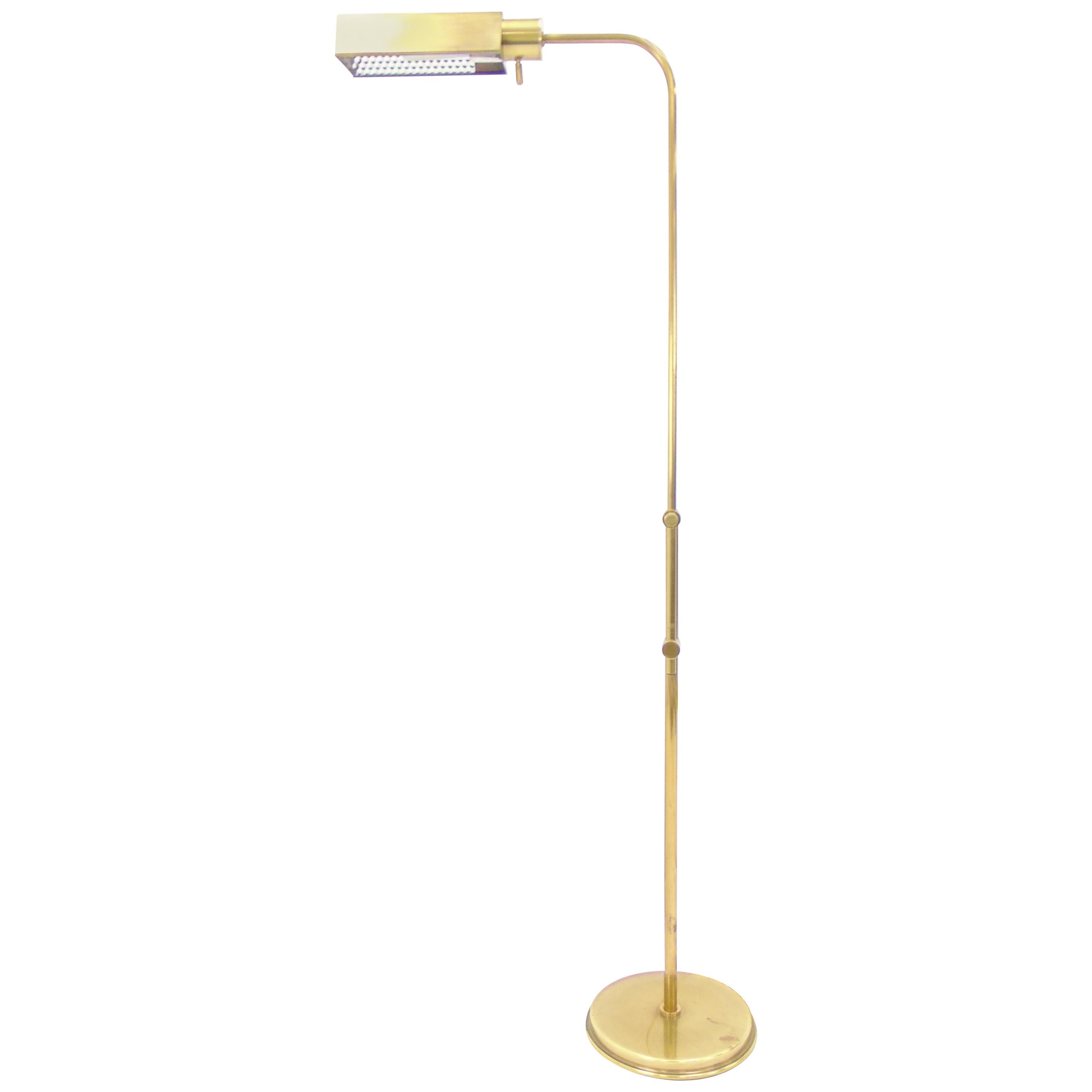 Frederick Cooper Adjustable Vintage Brass Floor Lamp For Sale