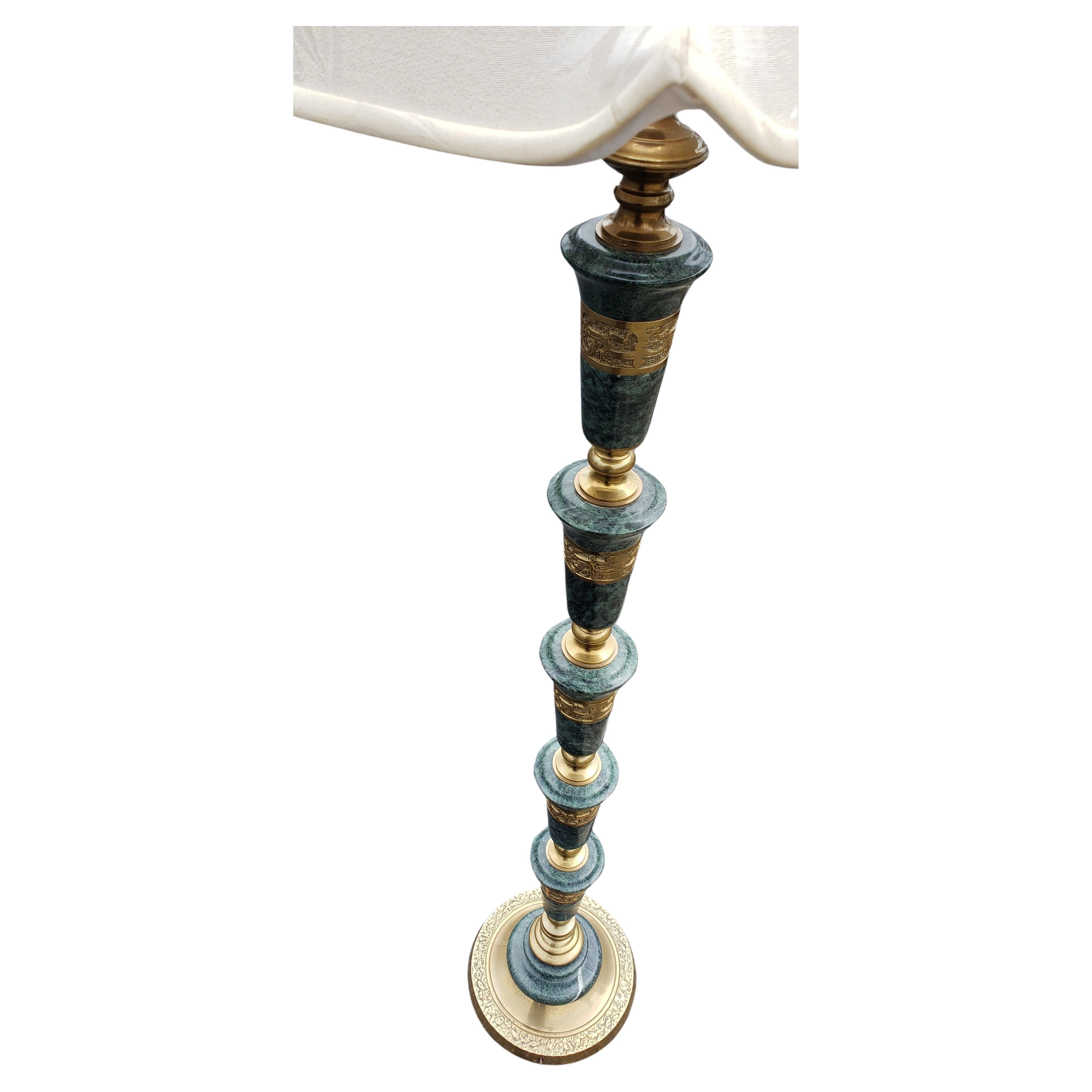 Frederick Cooper Asian Regency Marble and Brass Floor Lamp, Circa 1950s  For Sale 3