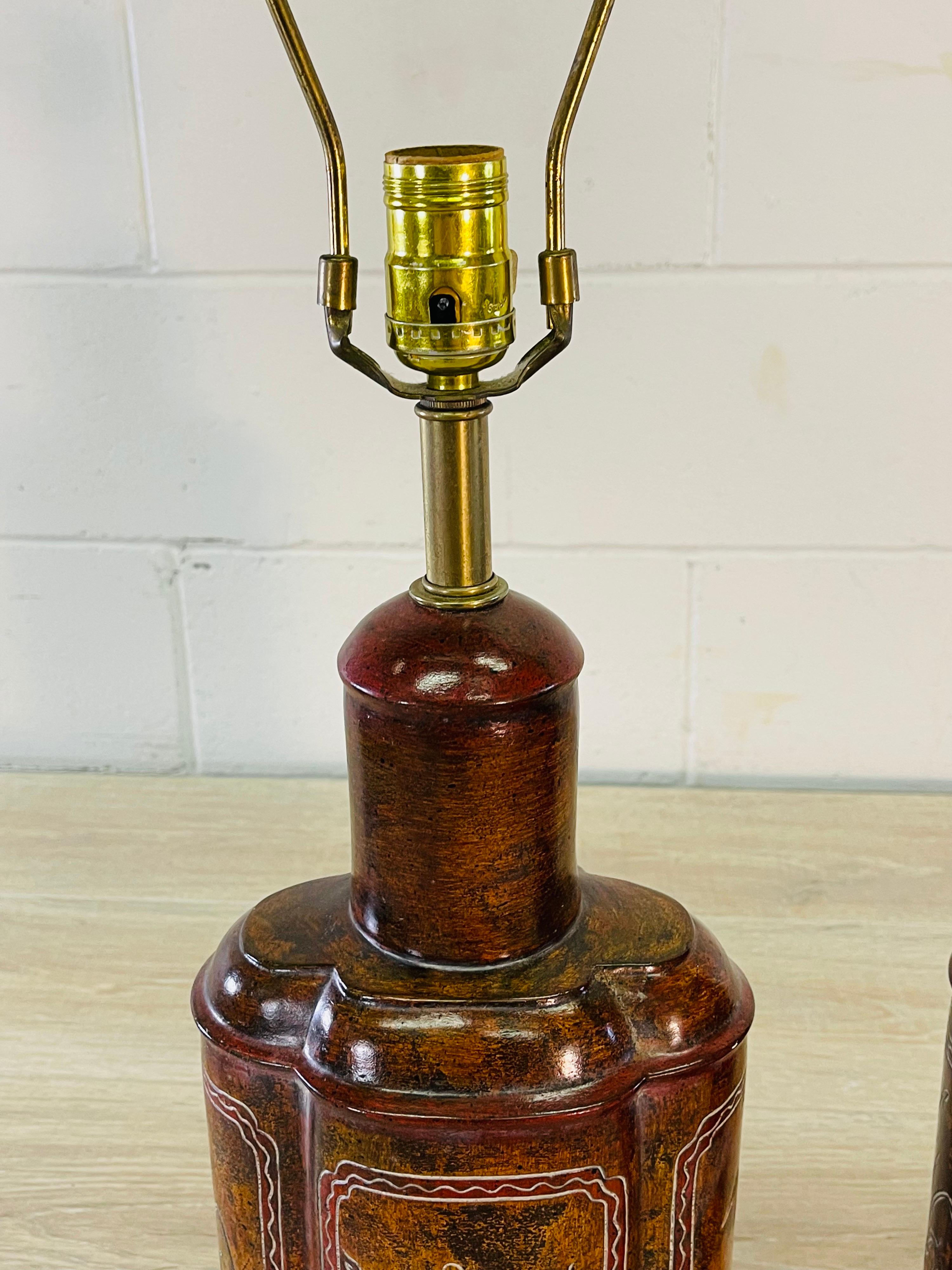 Mid-Century Modern Frederick Cooper Asian-Style Wood Table Lamps, Pair