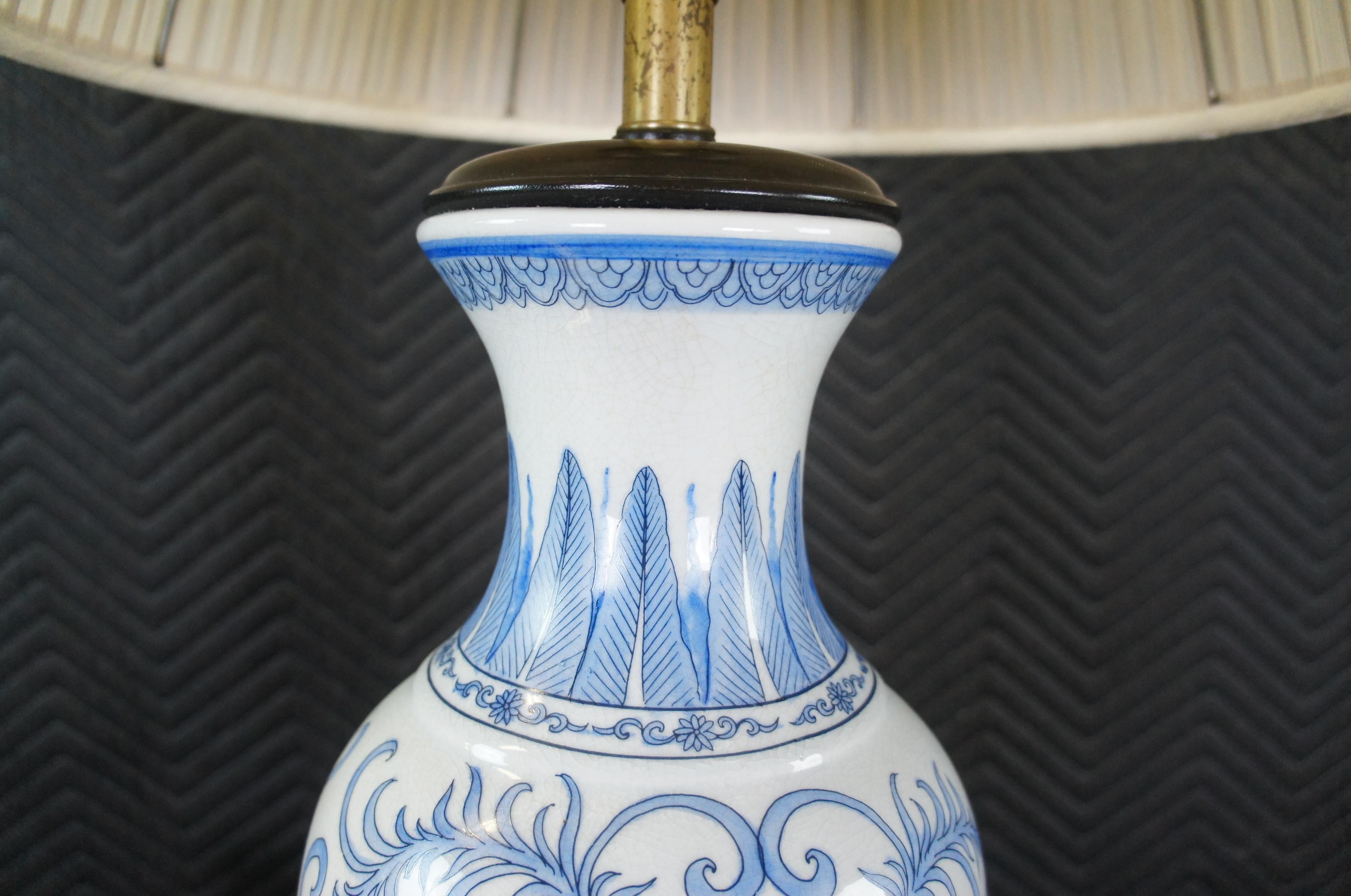 Frederick Cooper Blue White Chinese Porcelain Mantel Vase Urn Ginger Jar Lamp For Sale 2