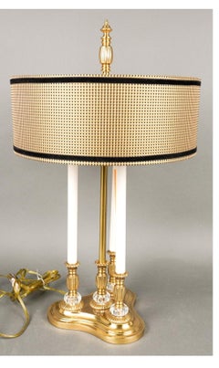 Frederick Cooper Brass Bouillote Lamp with Original Silk Velvet Shade