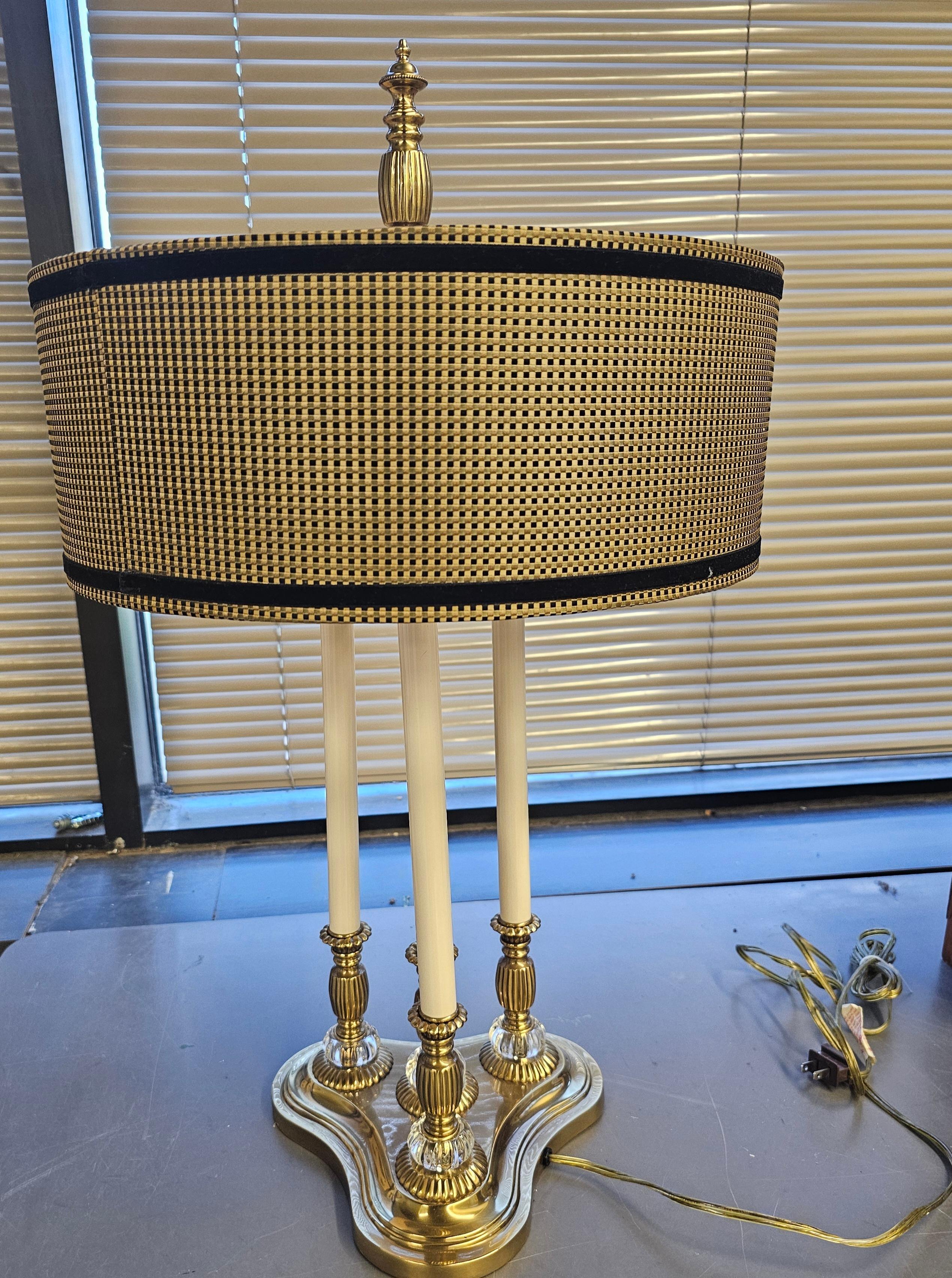 Frederick Cooper Brass Bouillote Lamp with Original Silk Velvet Shade For Sale 2