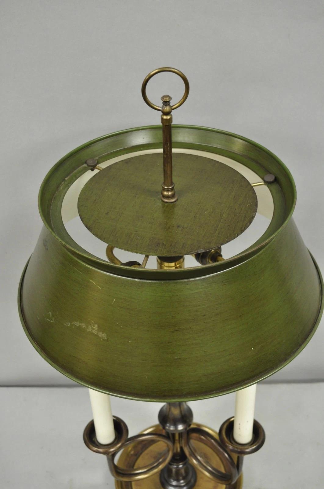 Frederick Cooper Messing Bouillotte Trompete Arm Tischlampe w / Grün Tole Schatten (Unbekannt) im Angebot