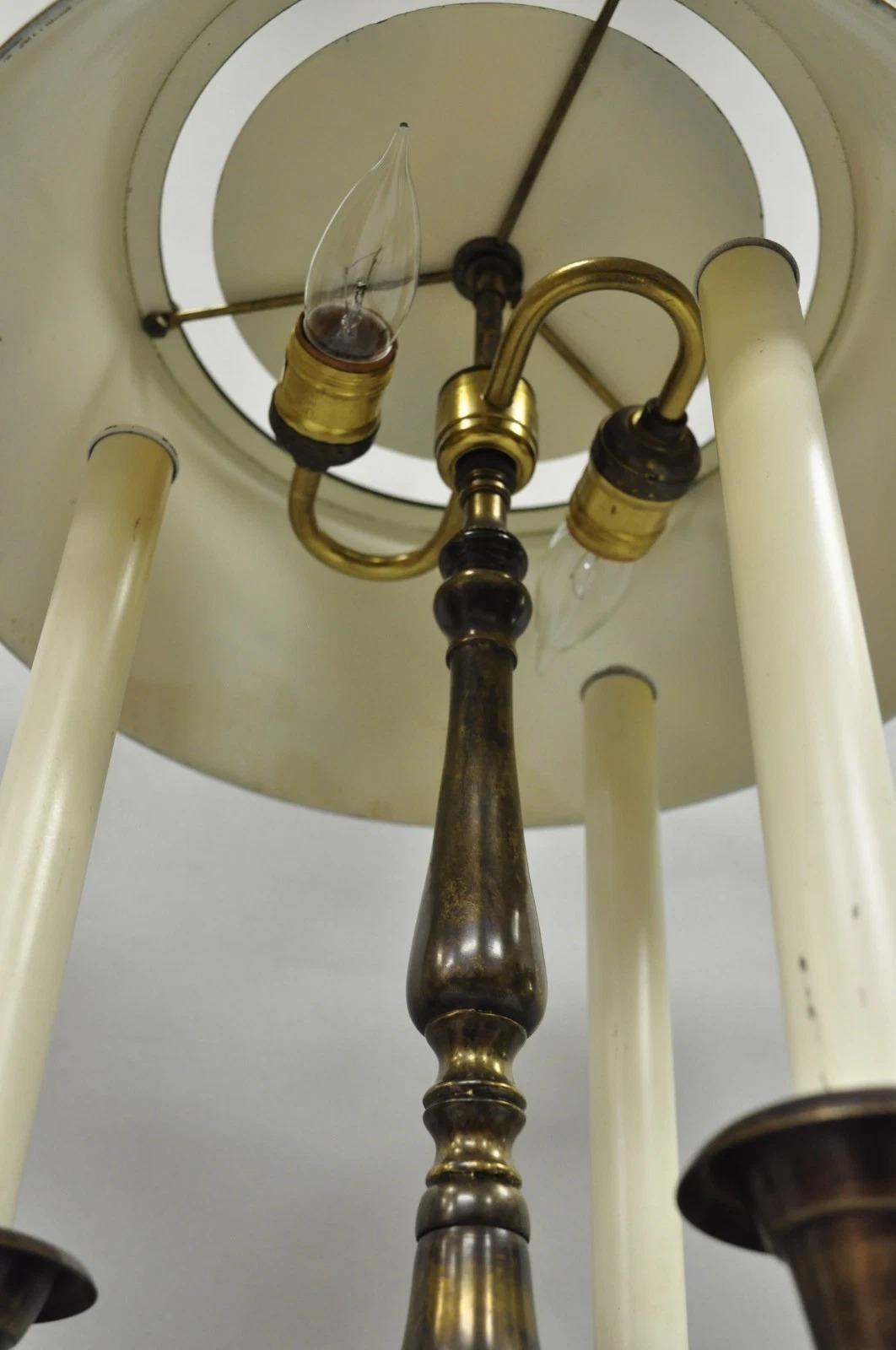Frederick Cooper Messing Bouillotte Trompete Arm Tischlampe w / Grün Tole Schatten im Angebot 1