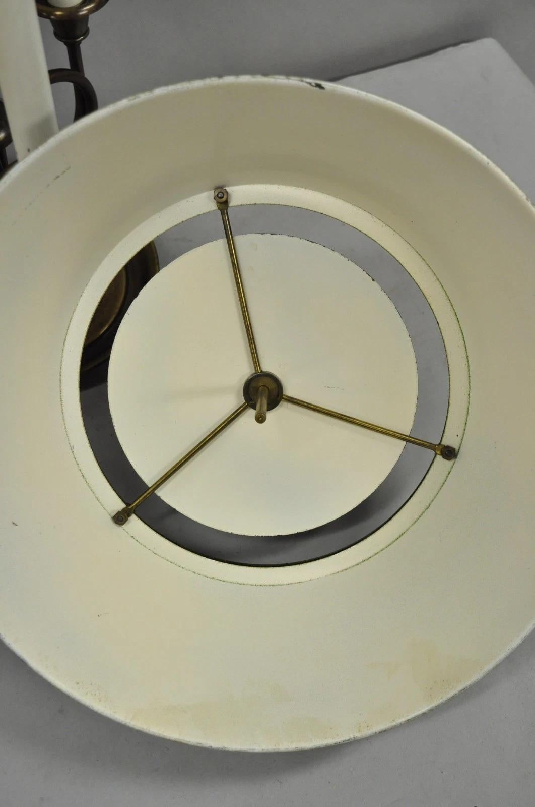 Frederick Cooper Messing Bouillotte Trompete Arm Tischlampe w / Grün Tole Schatten im Angebot 2