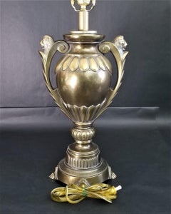 Frederick Cooper Brass Lion Heads Table Lamps with Shade