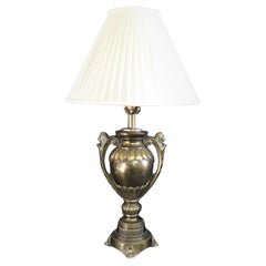 Frederick Cooper Brass Lion Heads Table Lamps with Shade