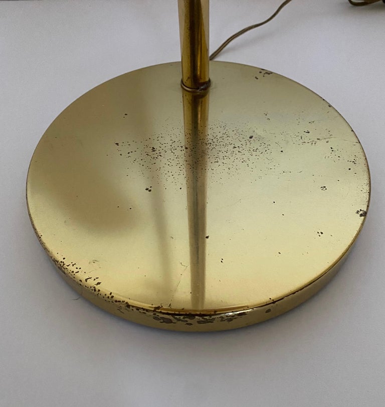 Frederick Cooper Brass Swing Arm Floor Lamp & Original Silk Shade For Sale 4