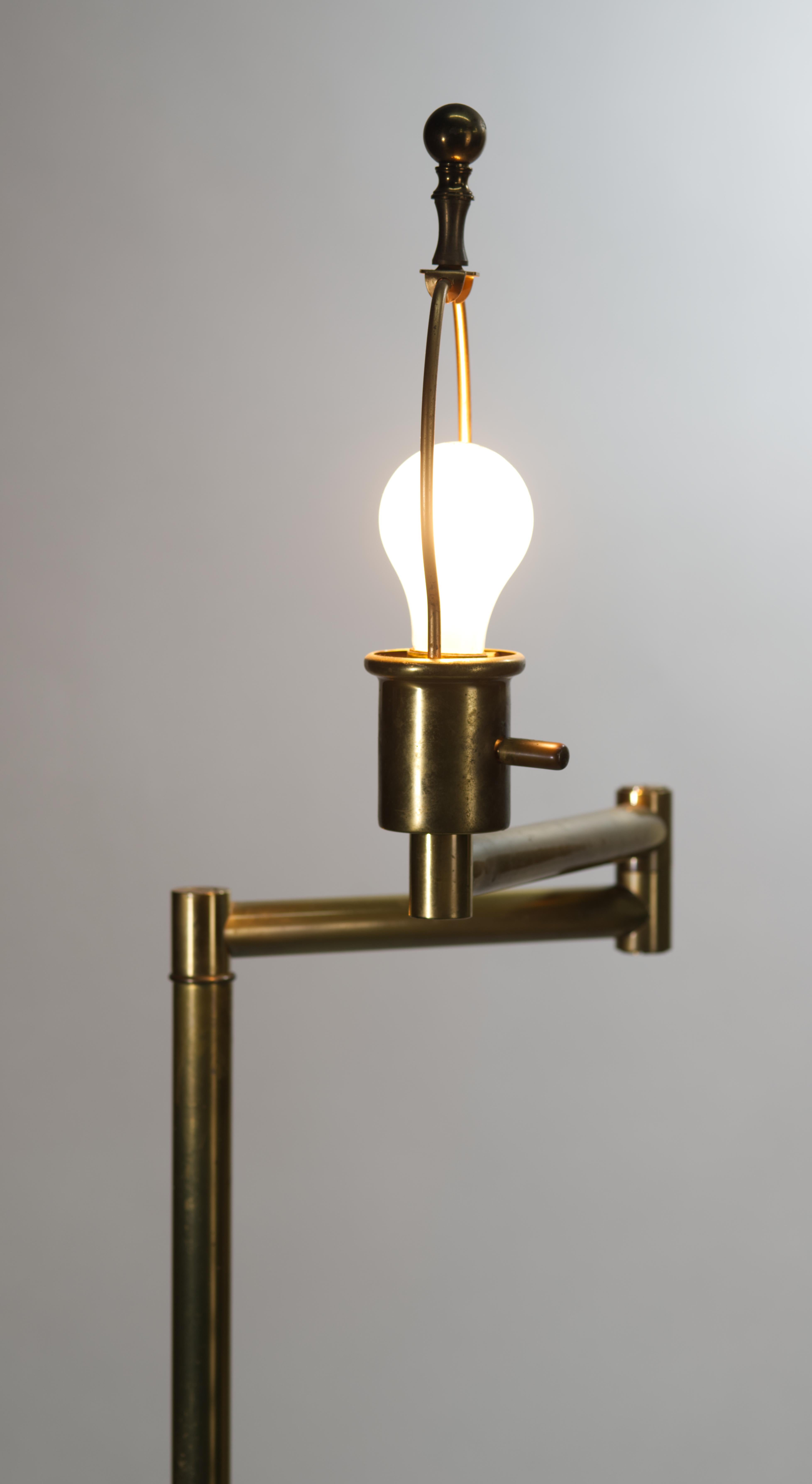 Frederick Cooper Brass Swing Arm Floor Lamp, Signed For Sale 5