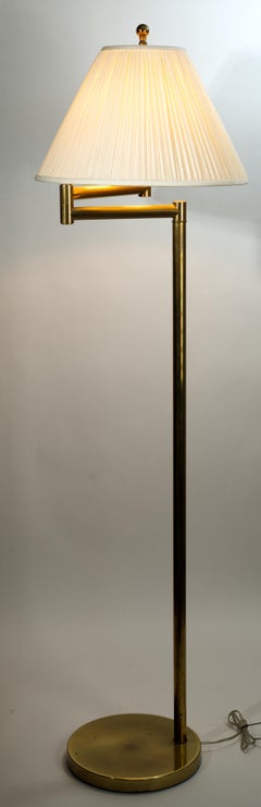 Frederick Cooper Brass Swing Arm Floor Lamp, Signed