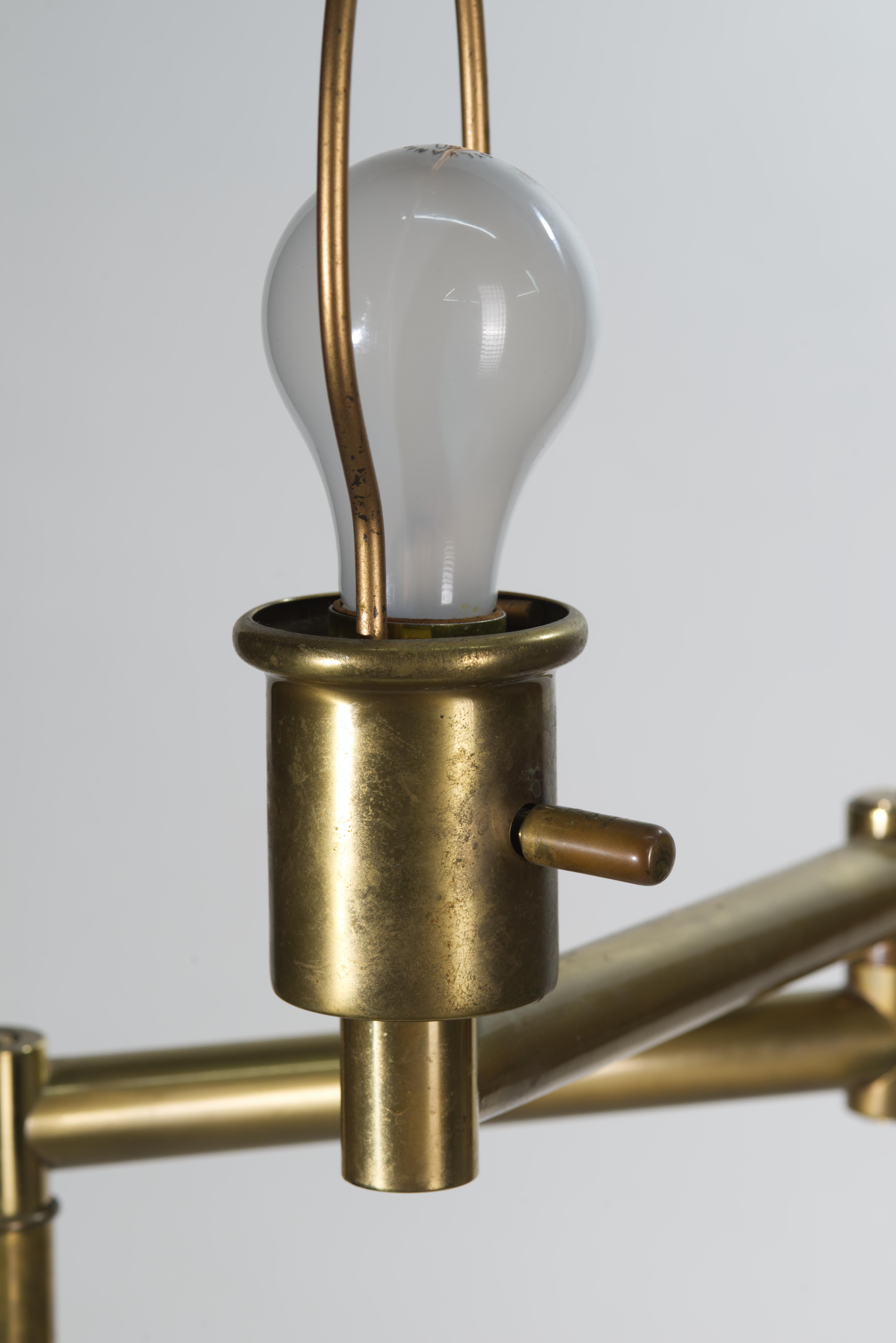 Frederick Cooper Brass Swing Arm Floor Lamp, Signed For Sale 1