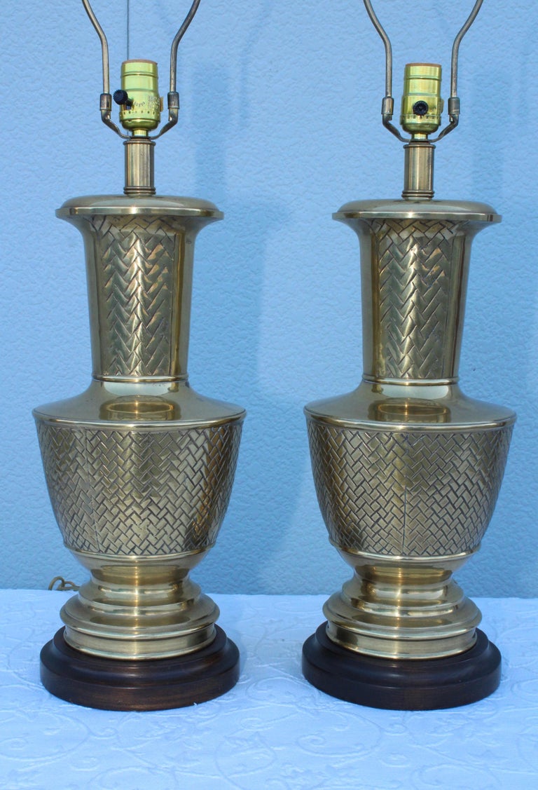 Late 20th Century Frederick Cooper Brass Table Lamps For Sale