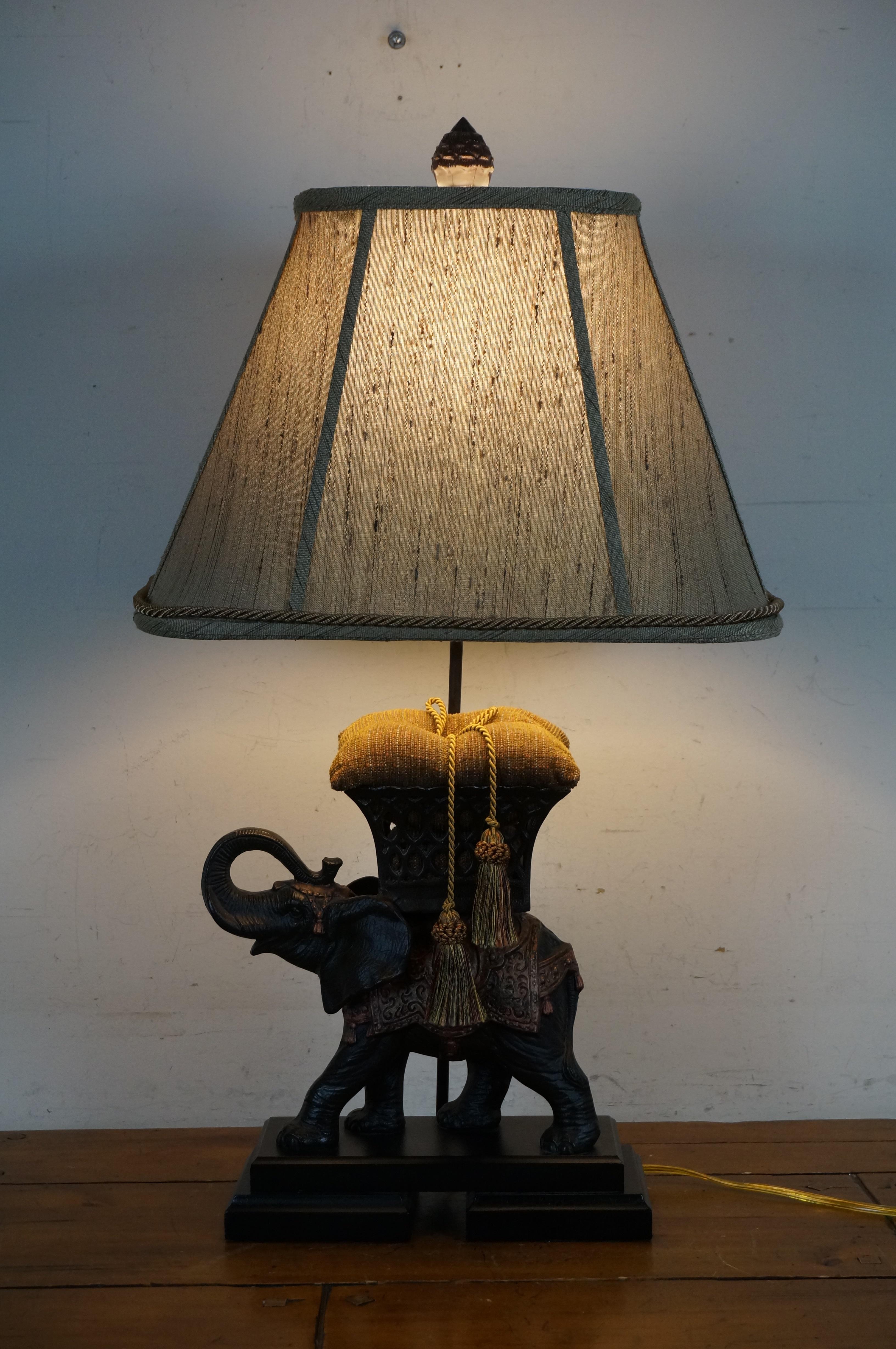Frederick Cooper Bronze Lucky Indian Elephant Howdah Table Lamp 32