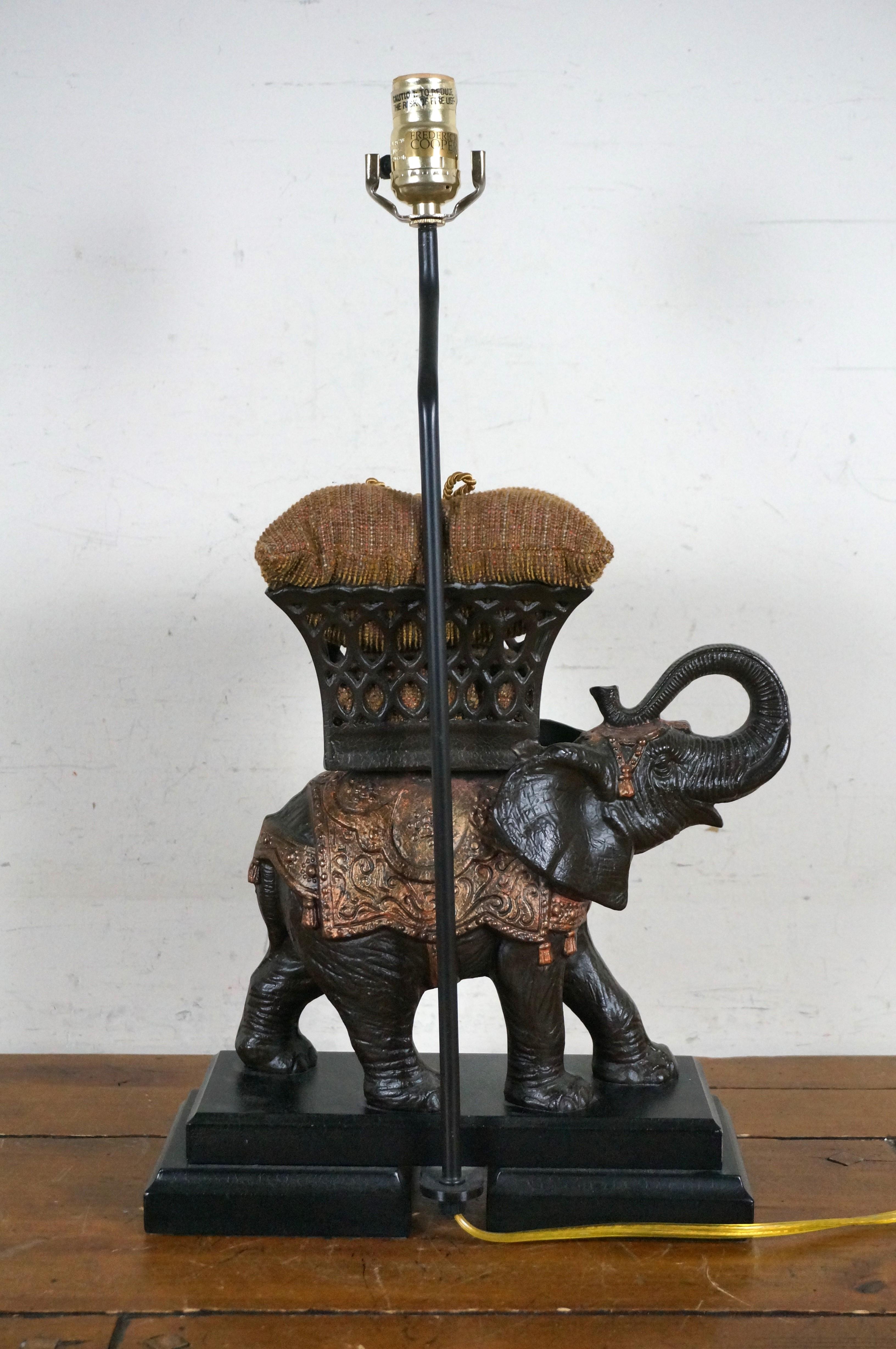 Frederick Cooper Bronze Lucky Indian Elephant Howdah Table Lamp 32