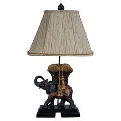 Frederick Cooper Bronze Lucky Indian Elephant Howdah Table Lamp 32"
