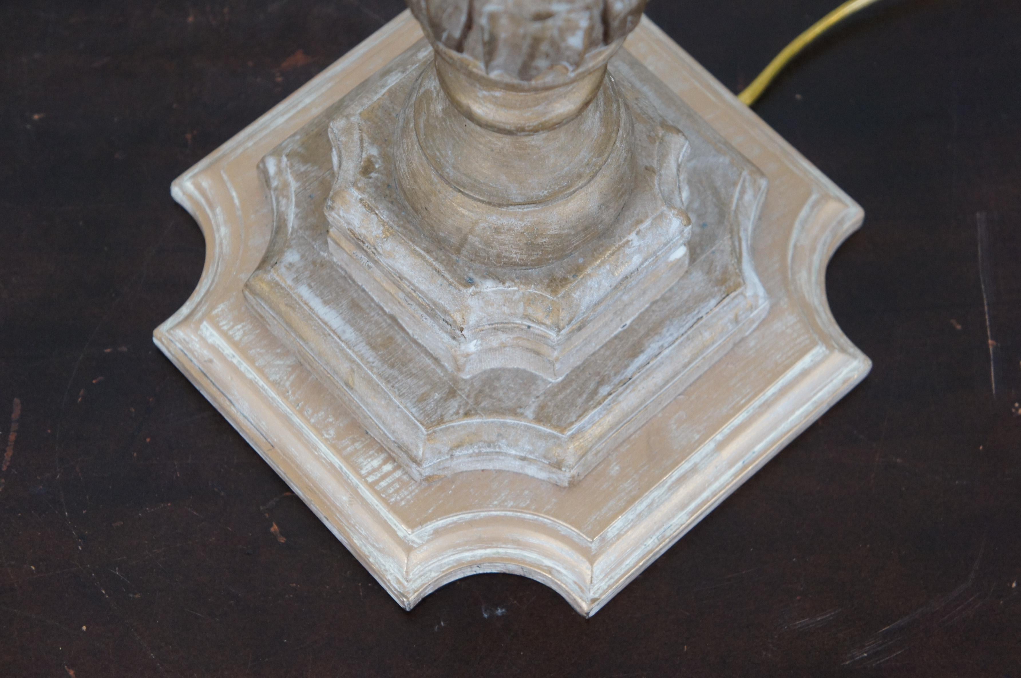 Frederick Cooper Carved Wood Column Table Lamp Distressed Gold 4