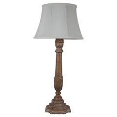 Frederick Cooper Carved Wood Column Table Lamp Distressed Gold