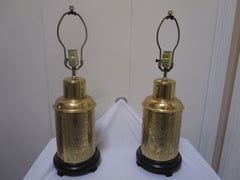 Paire de lampes de table en laiton gravé Frederick Cooper Chinoiserie