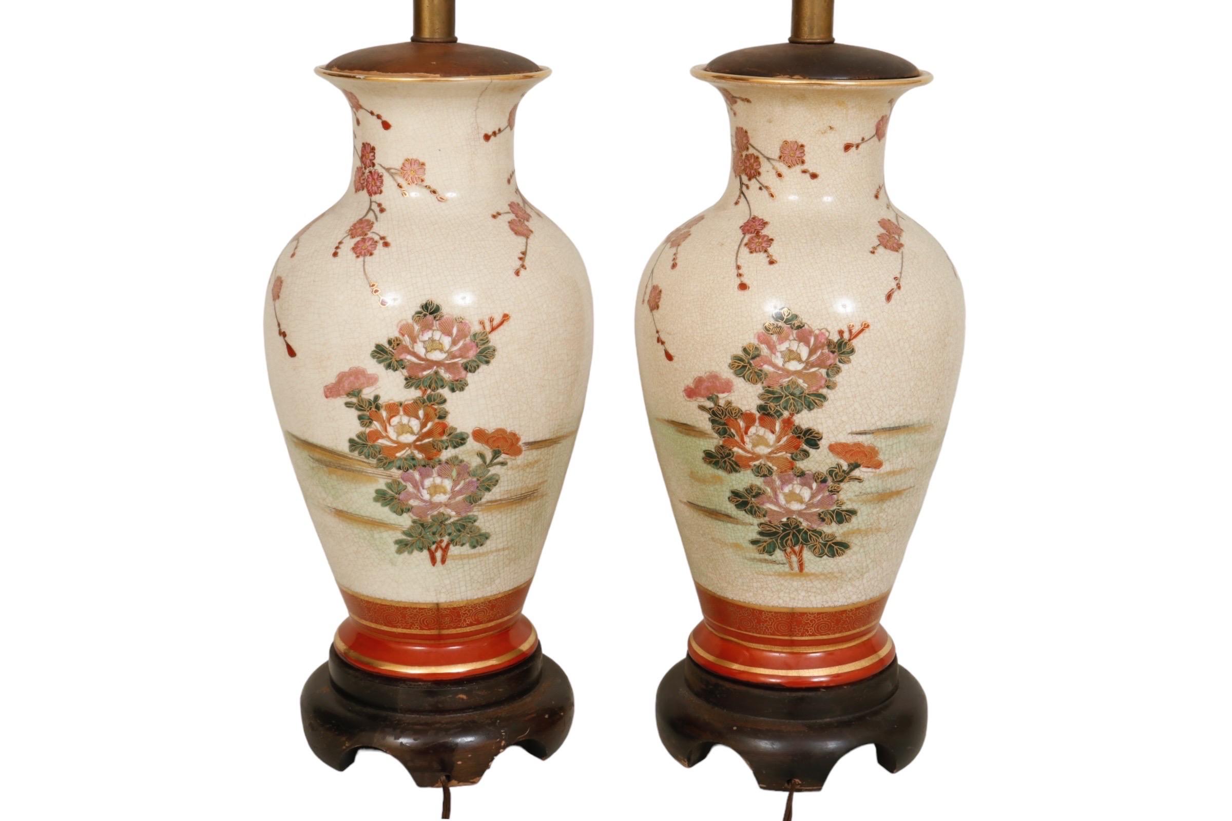 American Frederick Cooper Chinoiserie Porcelain Table Lamps - a Pair