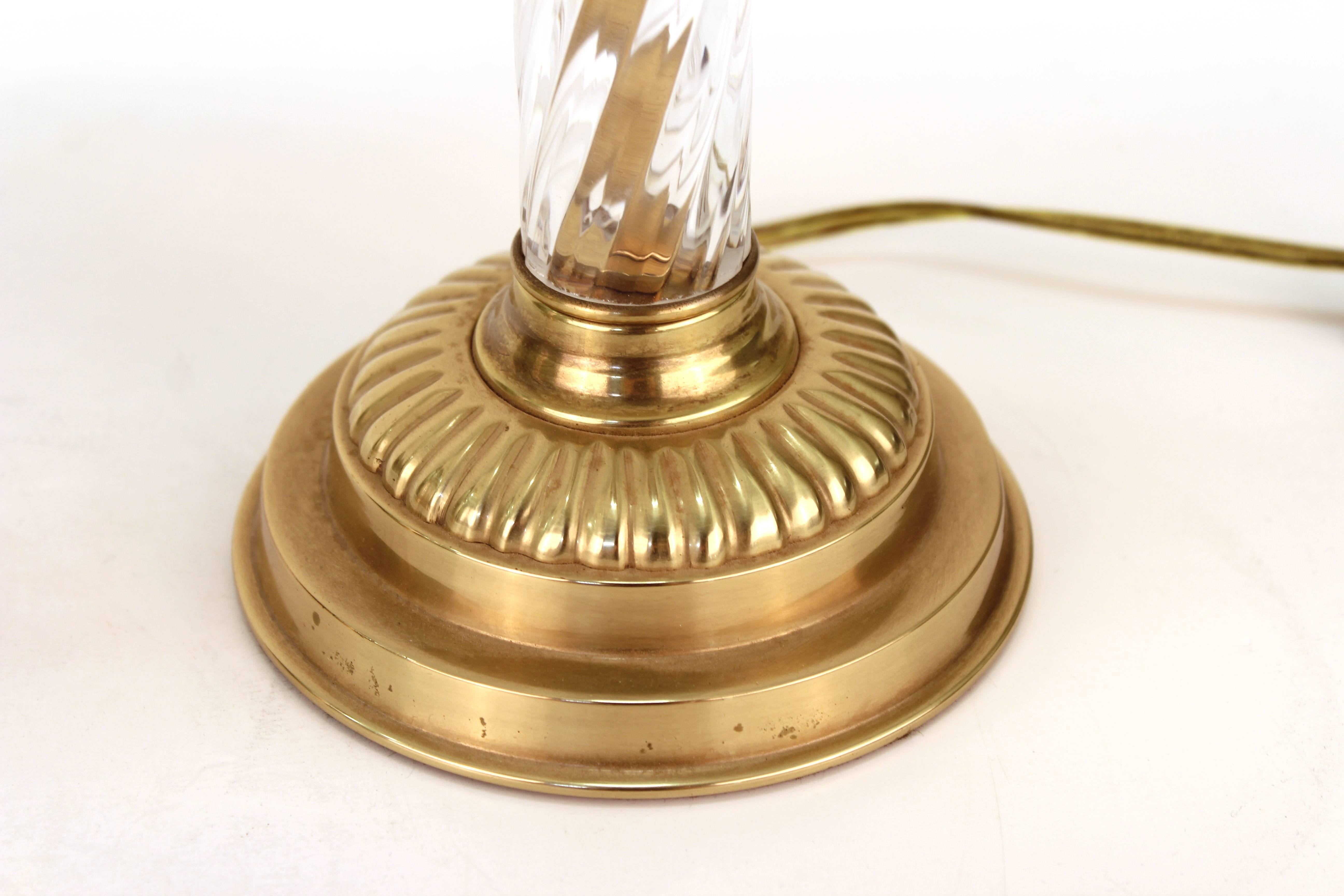 Frederick Cooper Column Lamps in Crystal and Brass with Shades 2