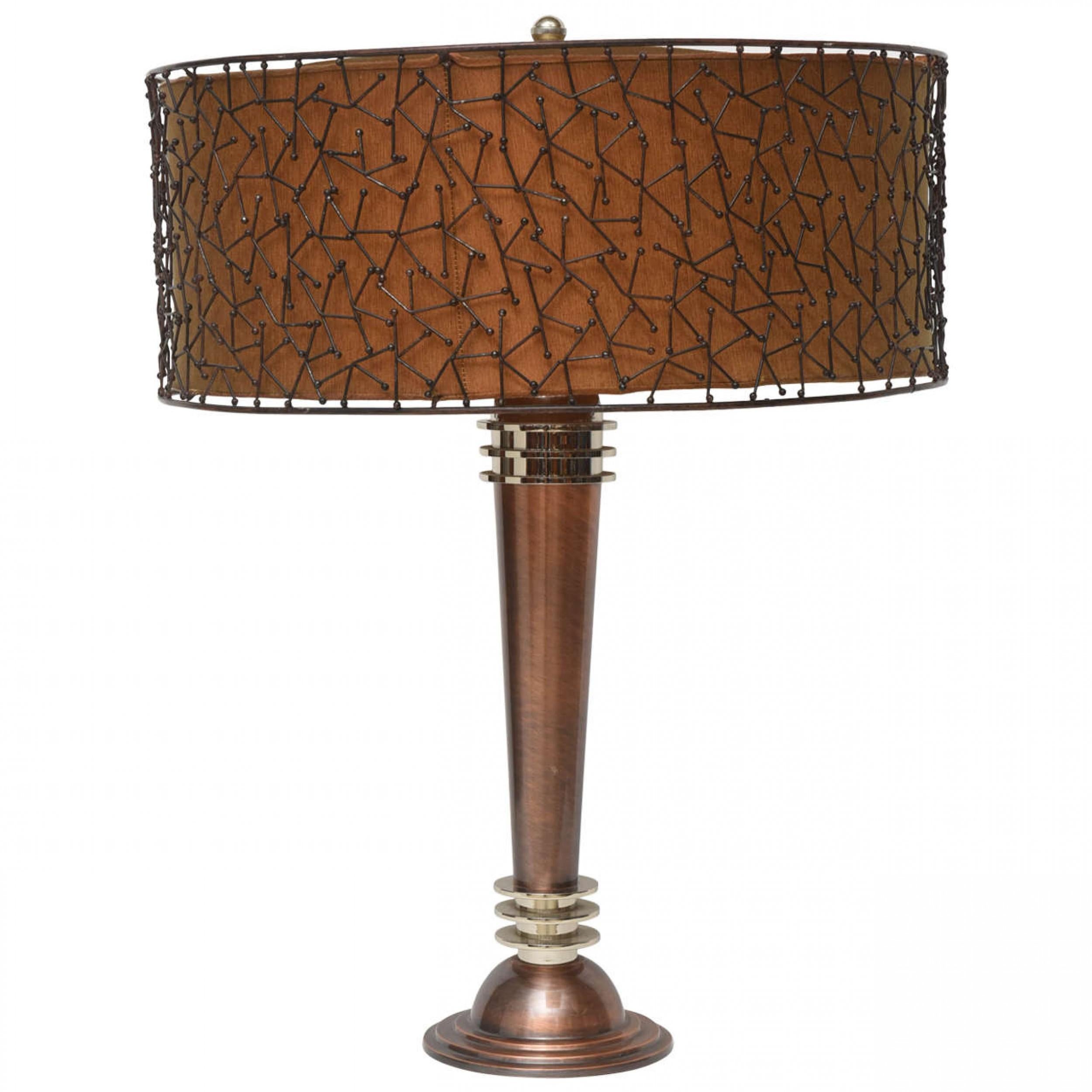 Frederick Cooper Lámpara de mesa americana contemporánea de estilo art déco de cobre y acero en venta