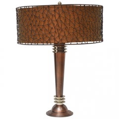Antique Frederick Cooper Contemporary American Art Deco-Style Copper & Steel Table Lamp