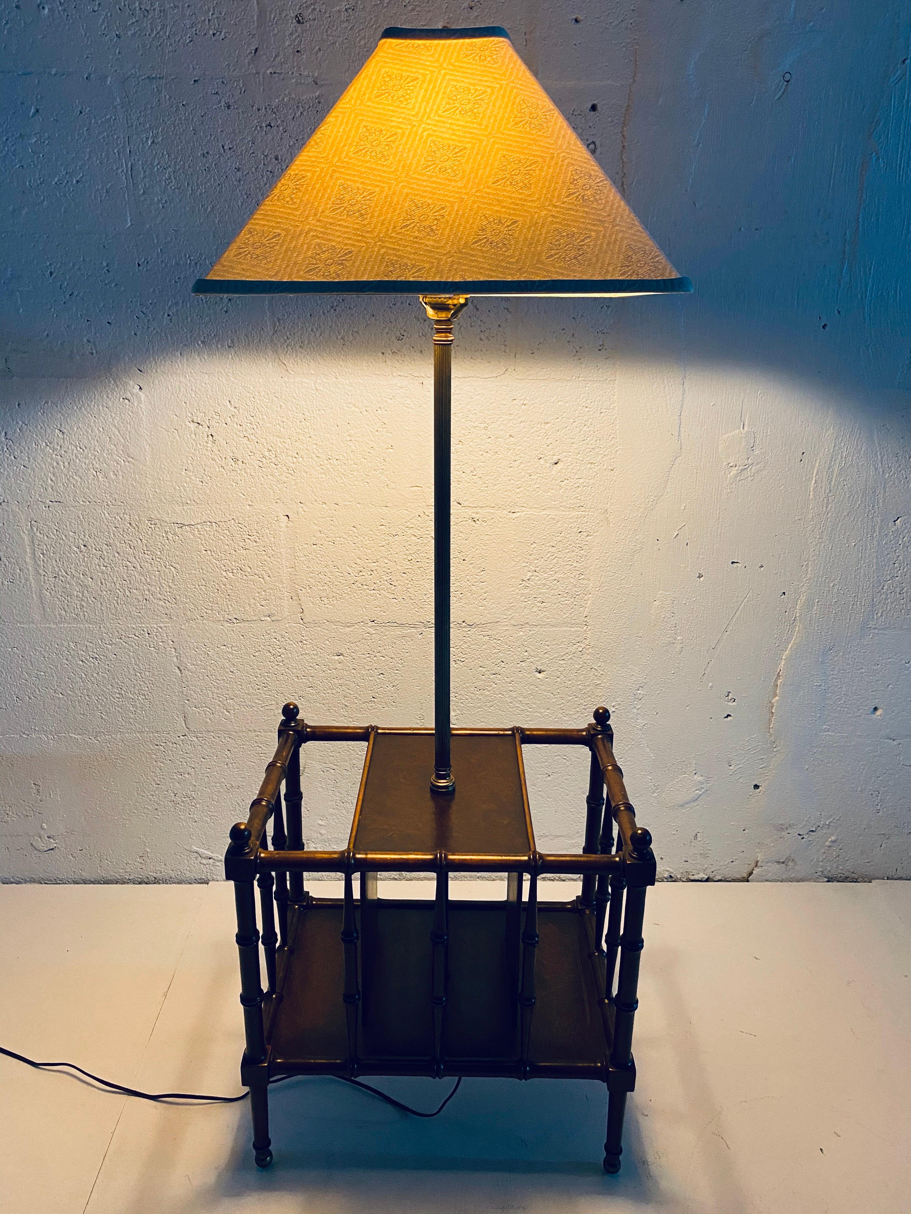 Frederick Cooper Faux Bamboo and Brass Floor Table Lamp 6